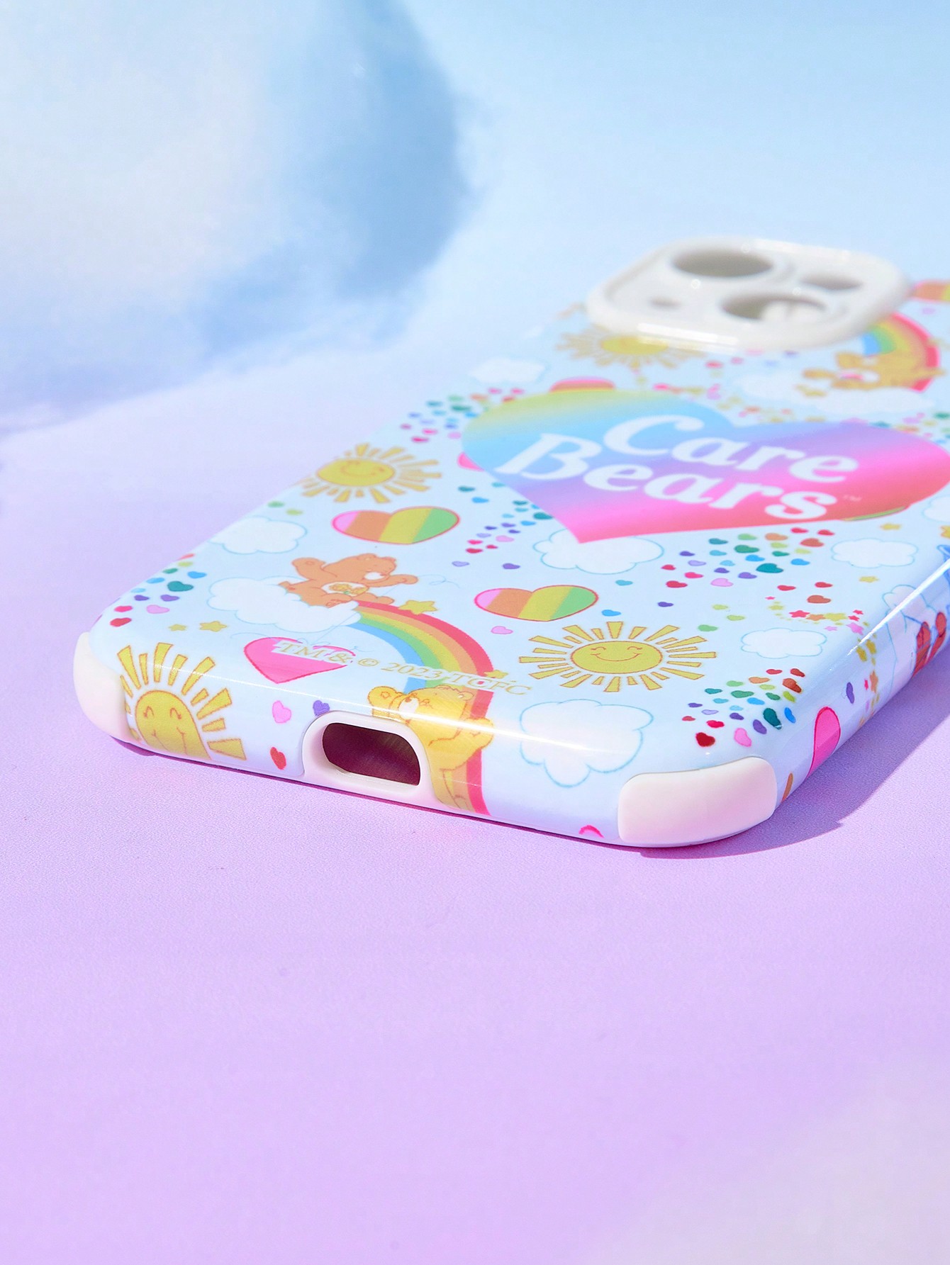 ROMWE X Care Bears Printed Dual Layer Phone Case With Tempered Glass Screen Protector (Compatible With Iphone)