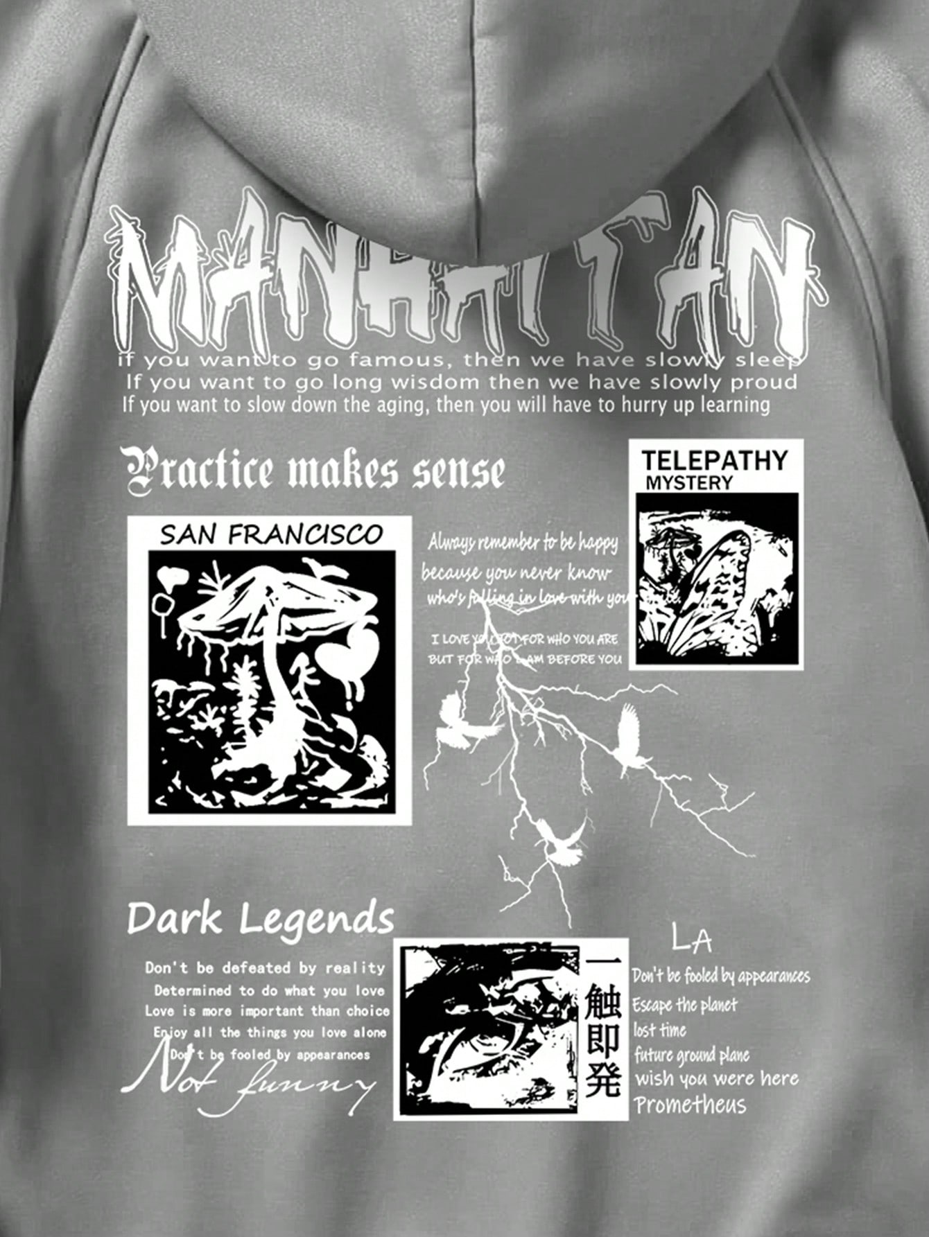 Grunge Punk Men Mushroom & Letter Print Long Sleeve Sweatshirt