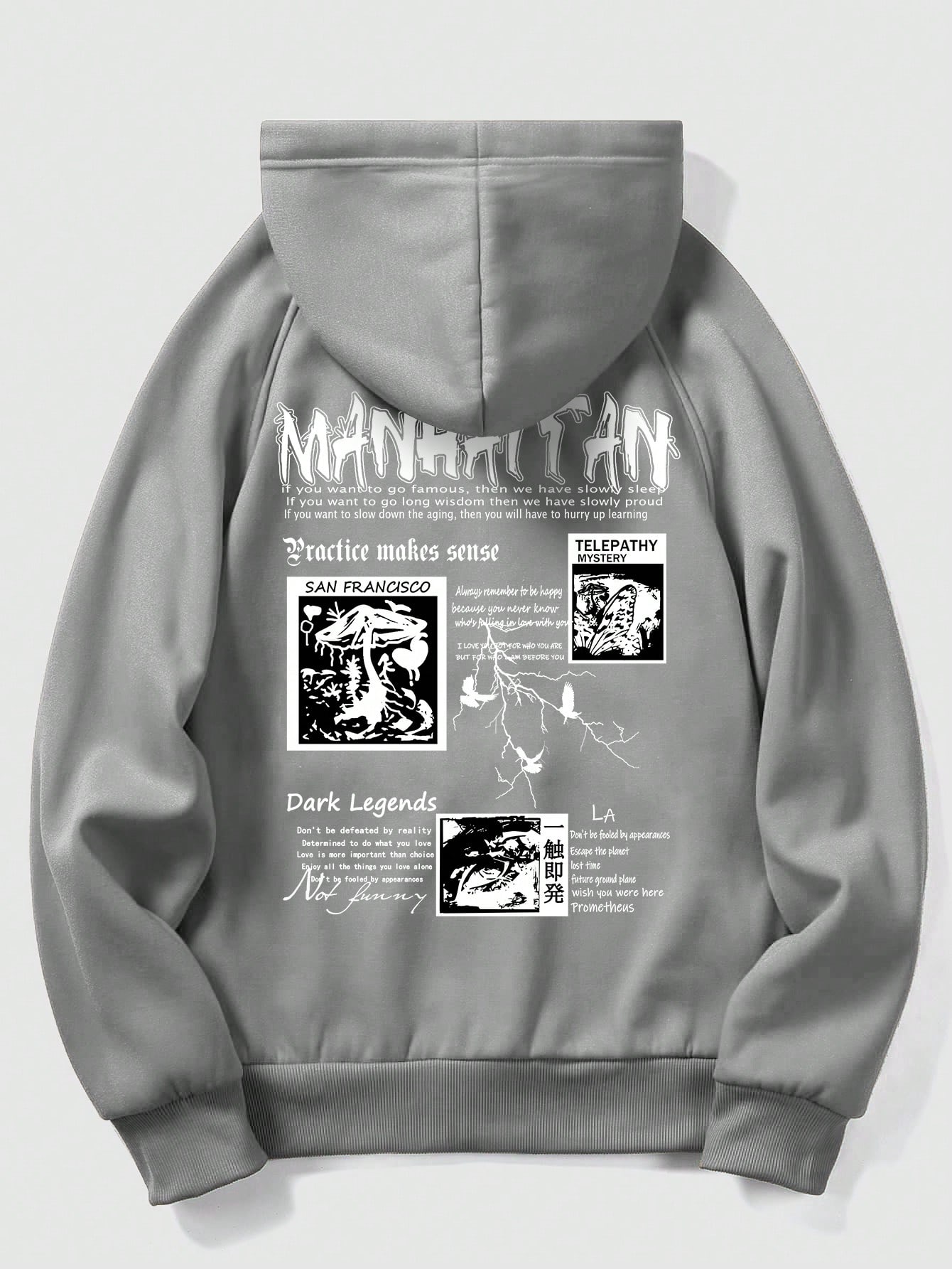 Grunge Punk Men Mushroom & Letter Print Long Sleeve Sweatshirt