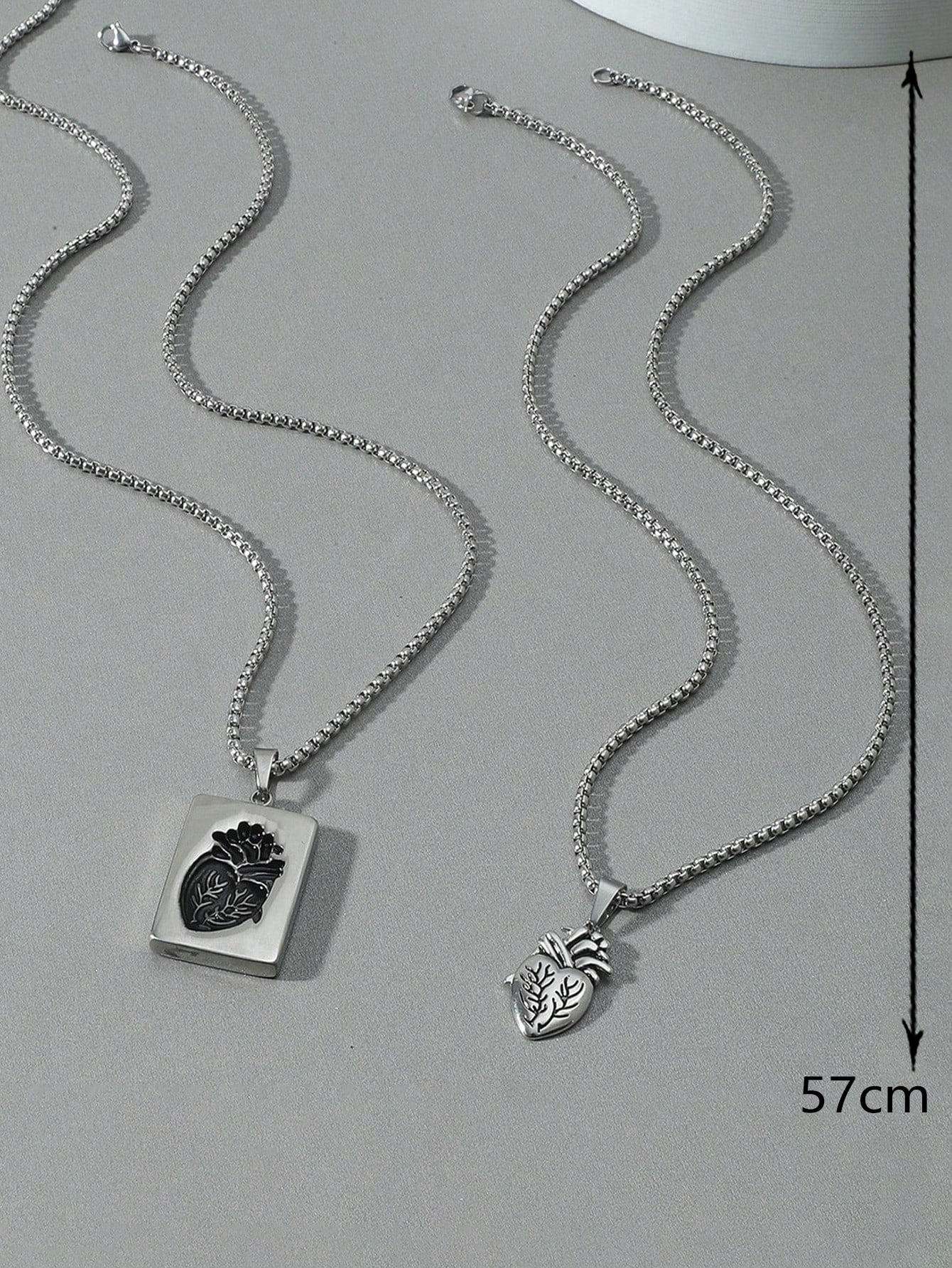 Grunge Punk 2pcs Heart Shaped Necklace, For Halloween & Valentine's Day