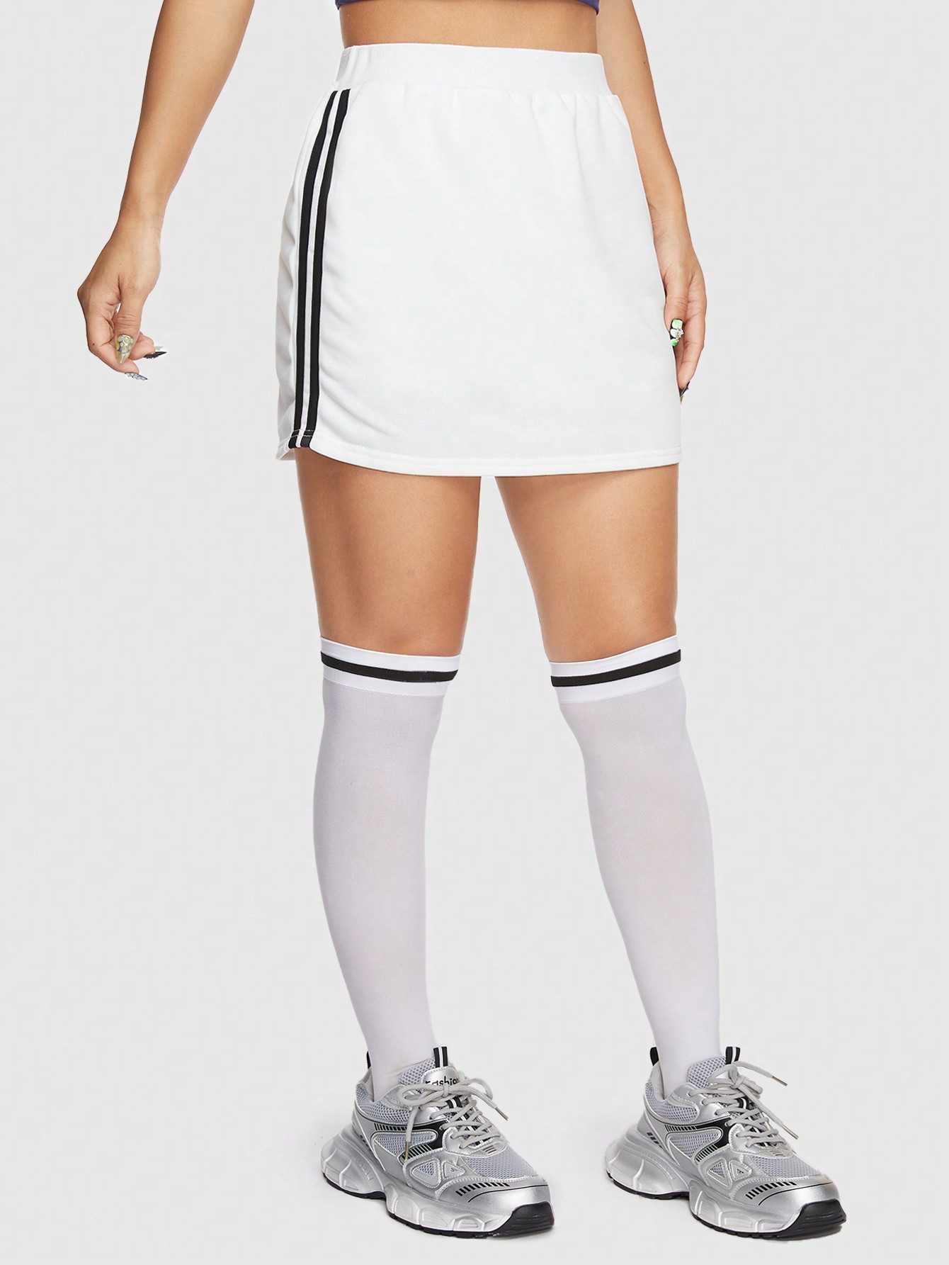ROMWE Avant Side Striped Skirt