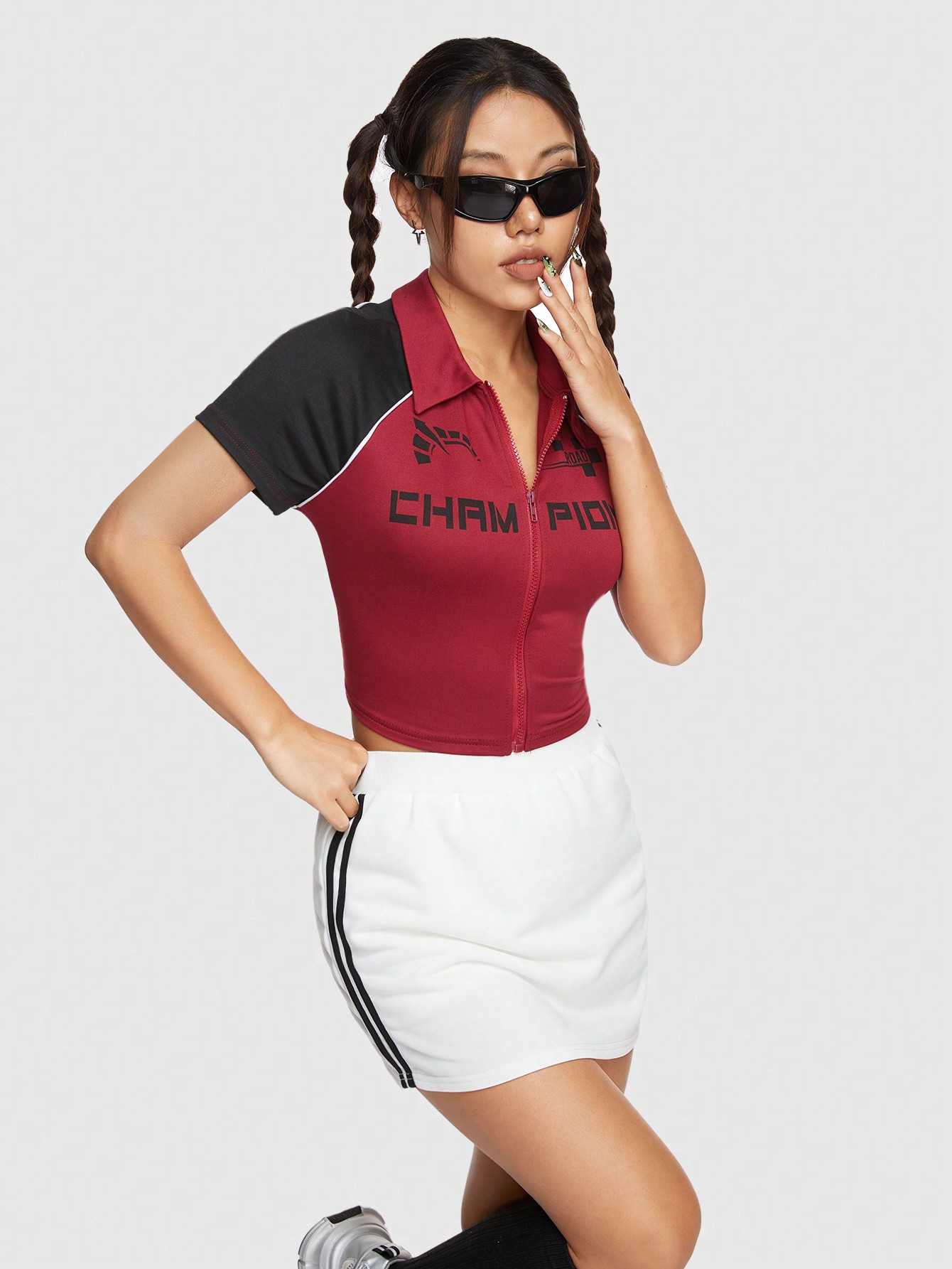 ROMWE Avant Women's Color Block Cropped T-shirt