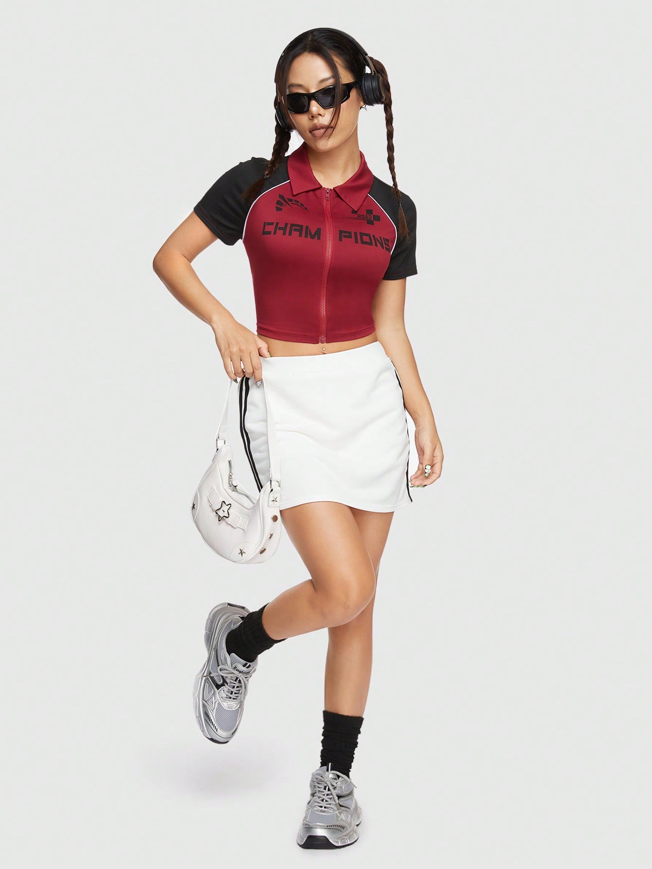 ROMWE Avant Women's Color Block Cropped T-shirt