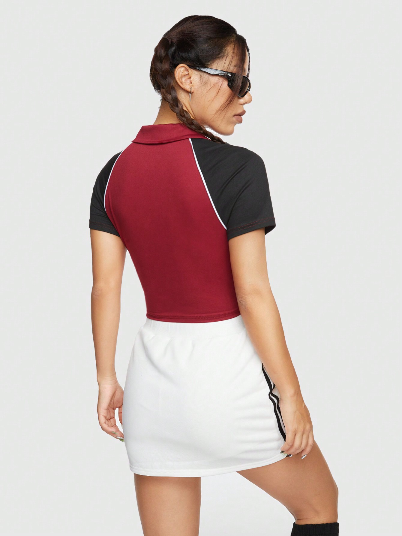 ROMWE Avant Women's Color Block Cropped T-shirt
