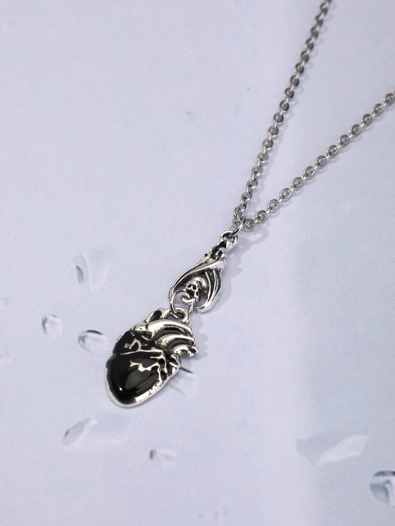 Goth Heart-Shaped Pendant Necklace