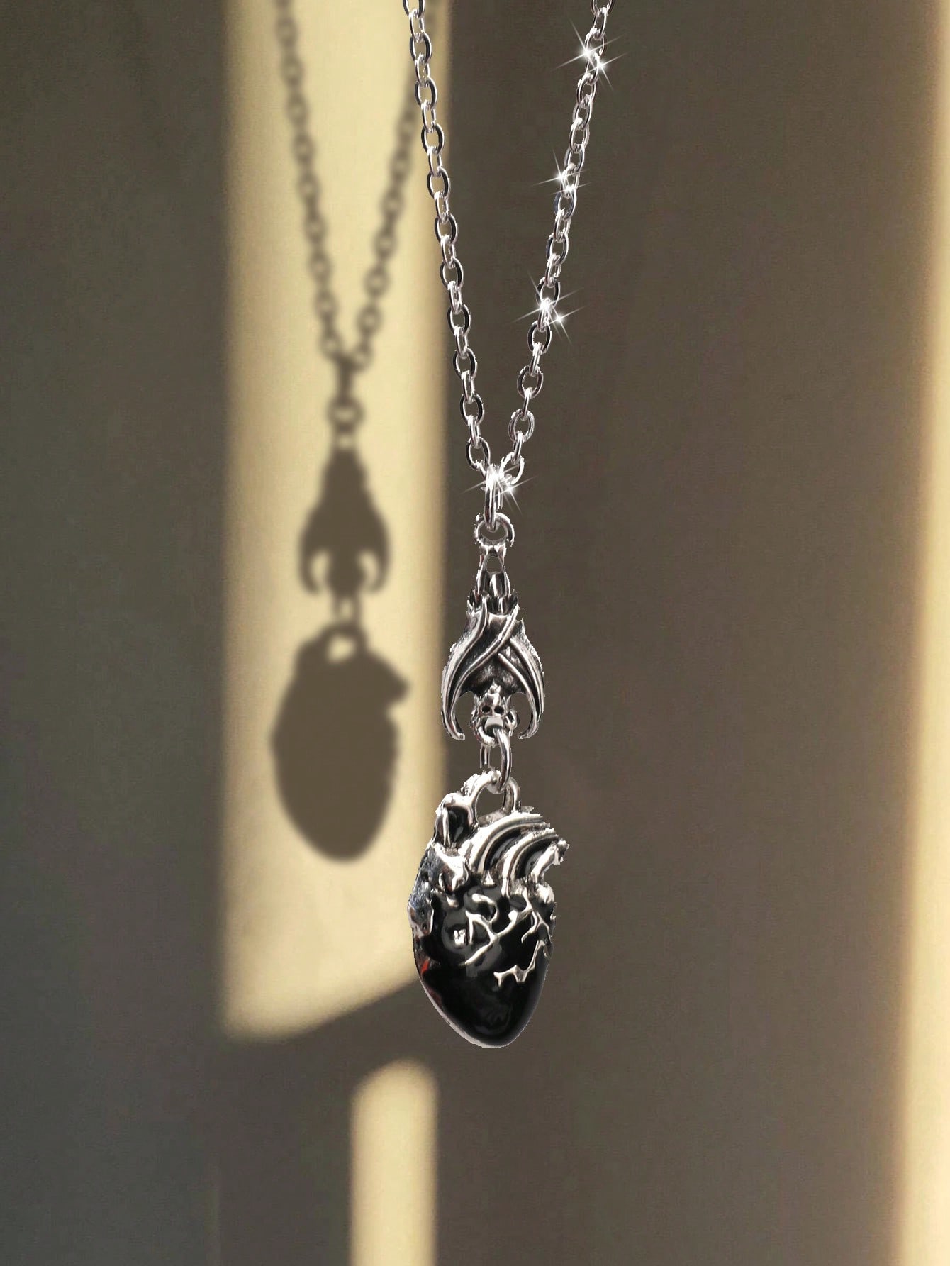 Goth Heart-Shaped Pendant Necklace