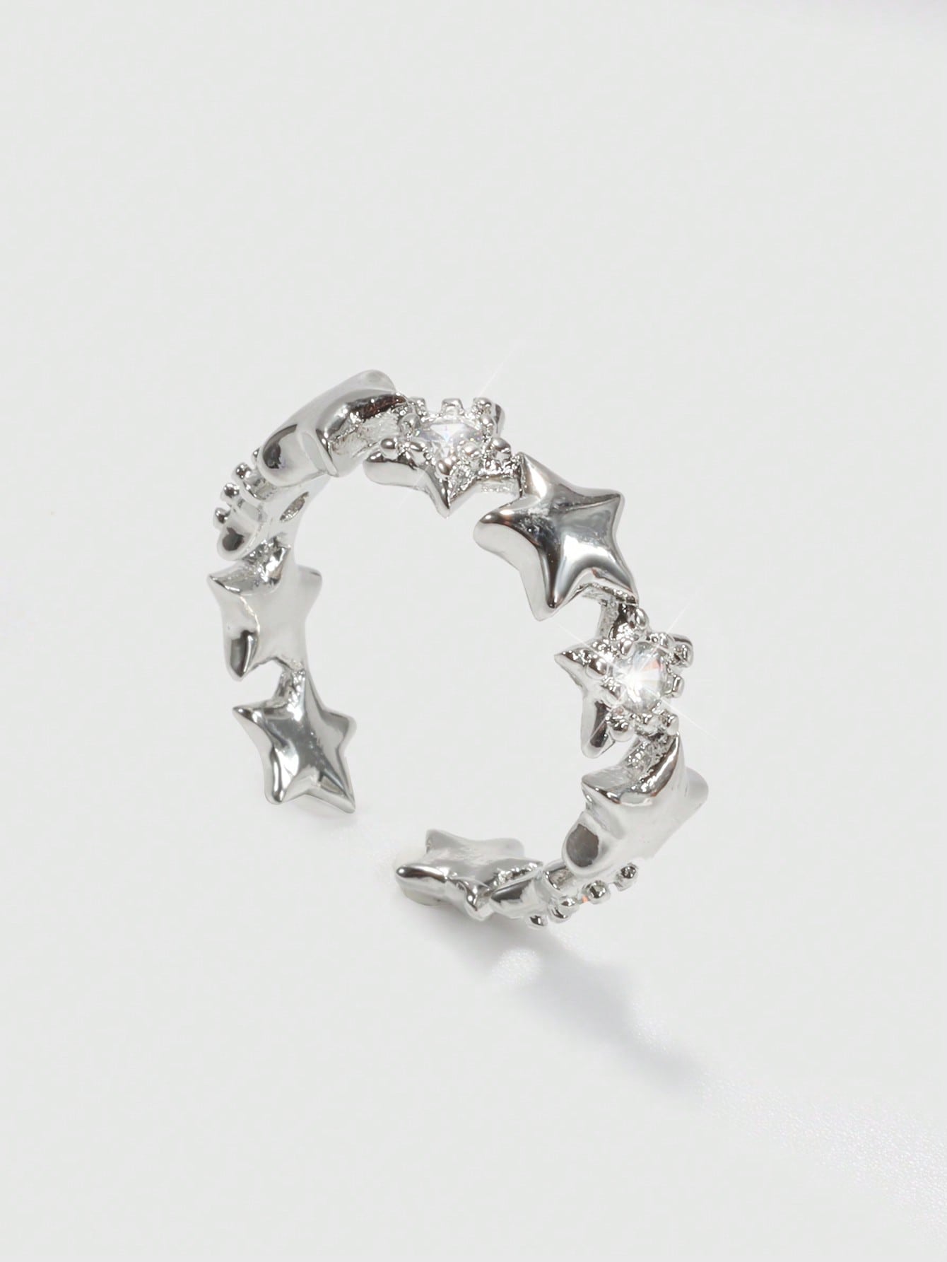 Grunge Punk 1pc Fashionable Star Shaped Zirconia Ring For Women