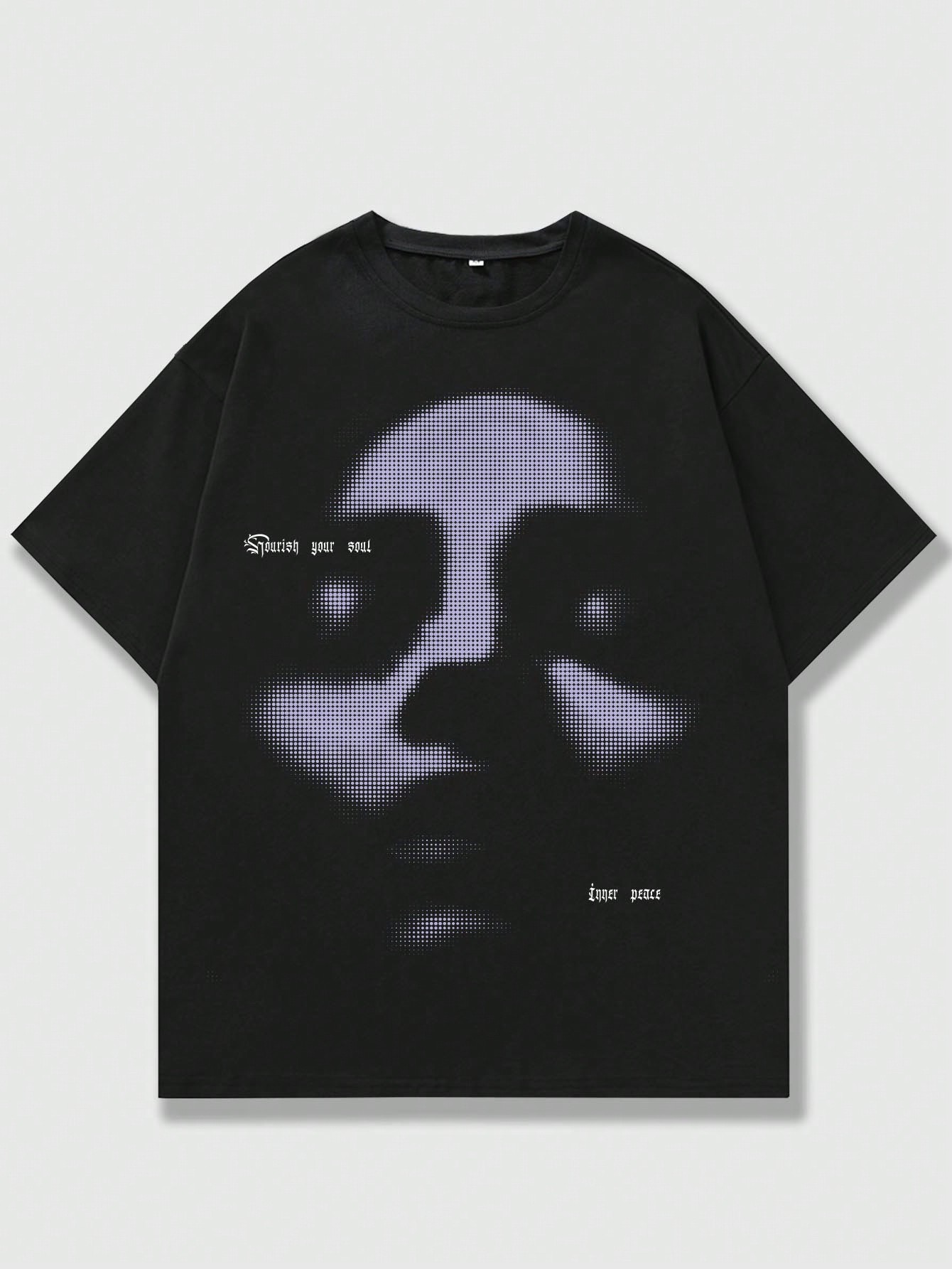 Grunge Punk Men's Y2k T-Shirt With Blurred Portrait Graphic Print, School
