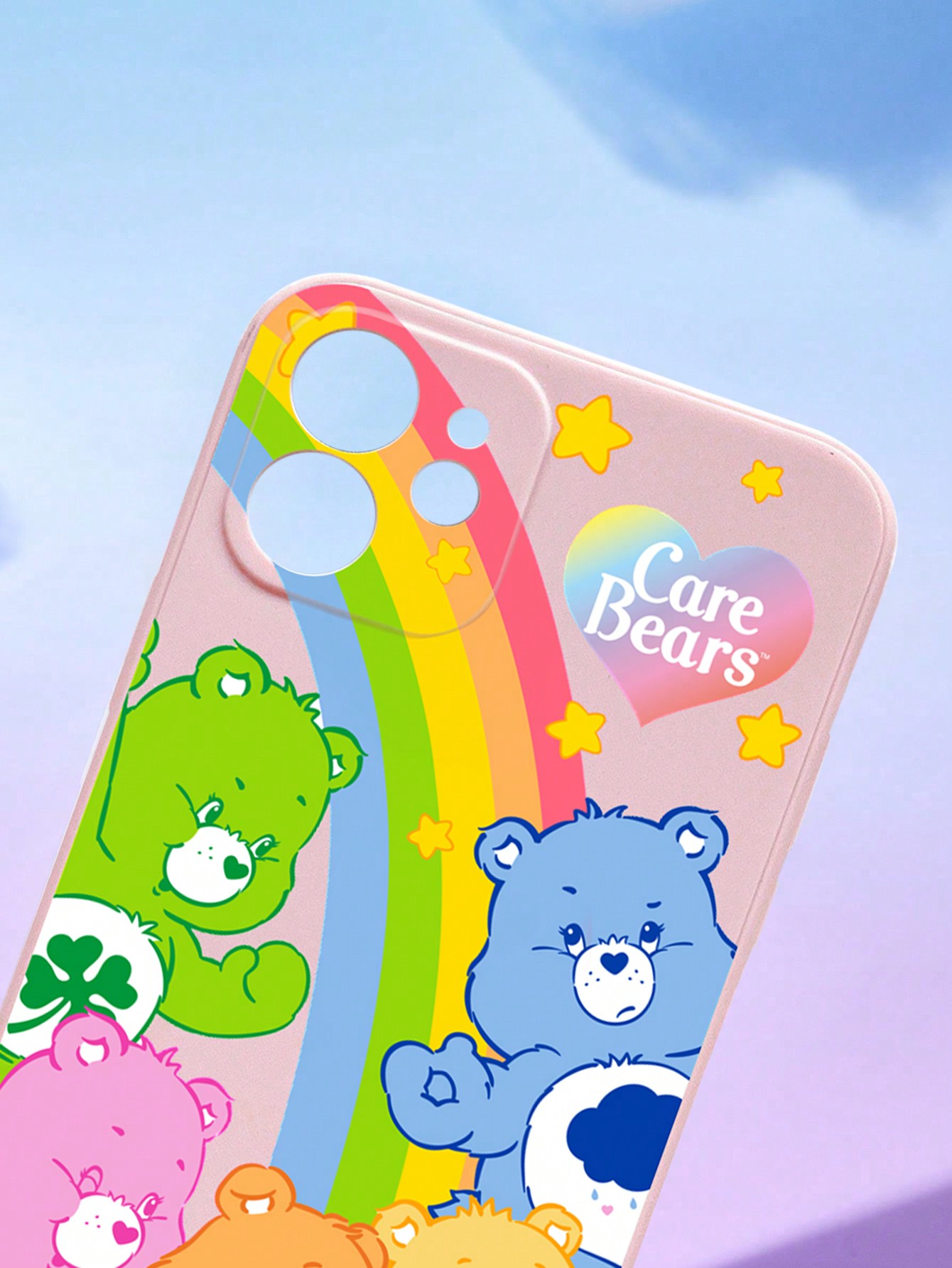 ROMWE X Care Bears Care Bea Rainbow Five Little Creatures Hand-Painted Pink Phone Case, Compatible With Iphone12 13 14 Series And Etc.