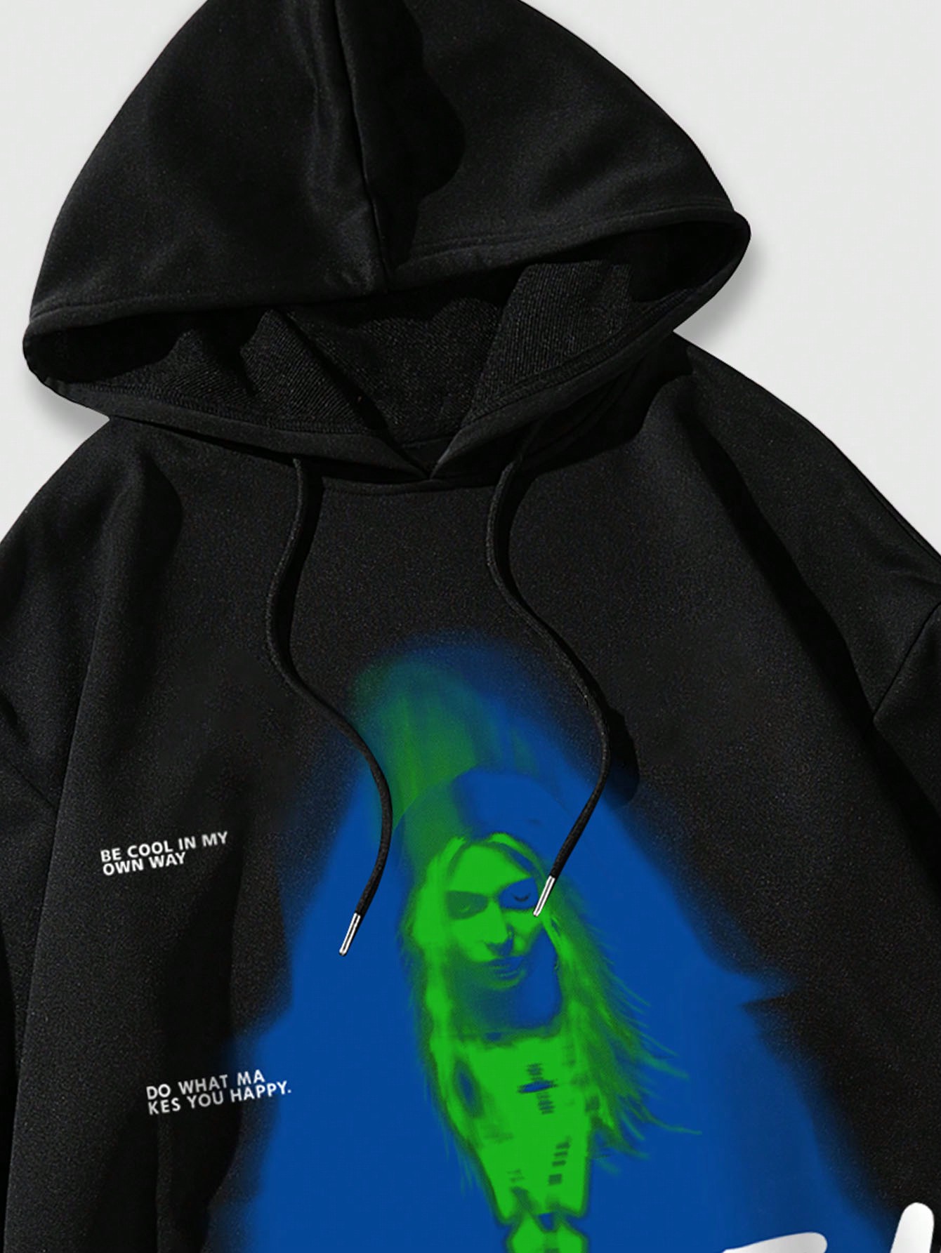 Grunge Punk Men'S Portrait Printed Sweatshirt