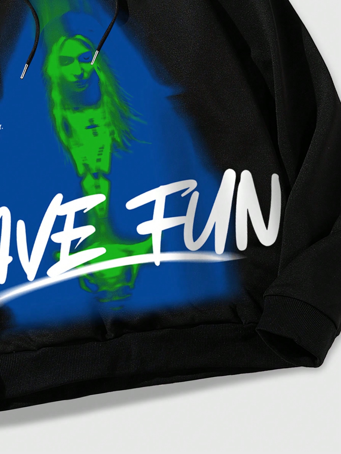 Grunge Punk Men'S Portrait Printed Sweatshirt