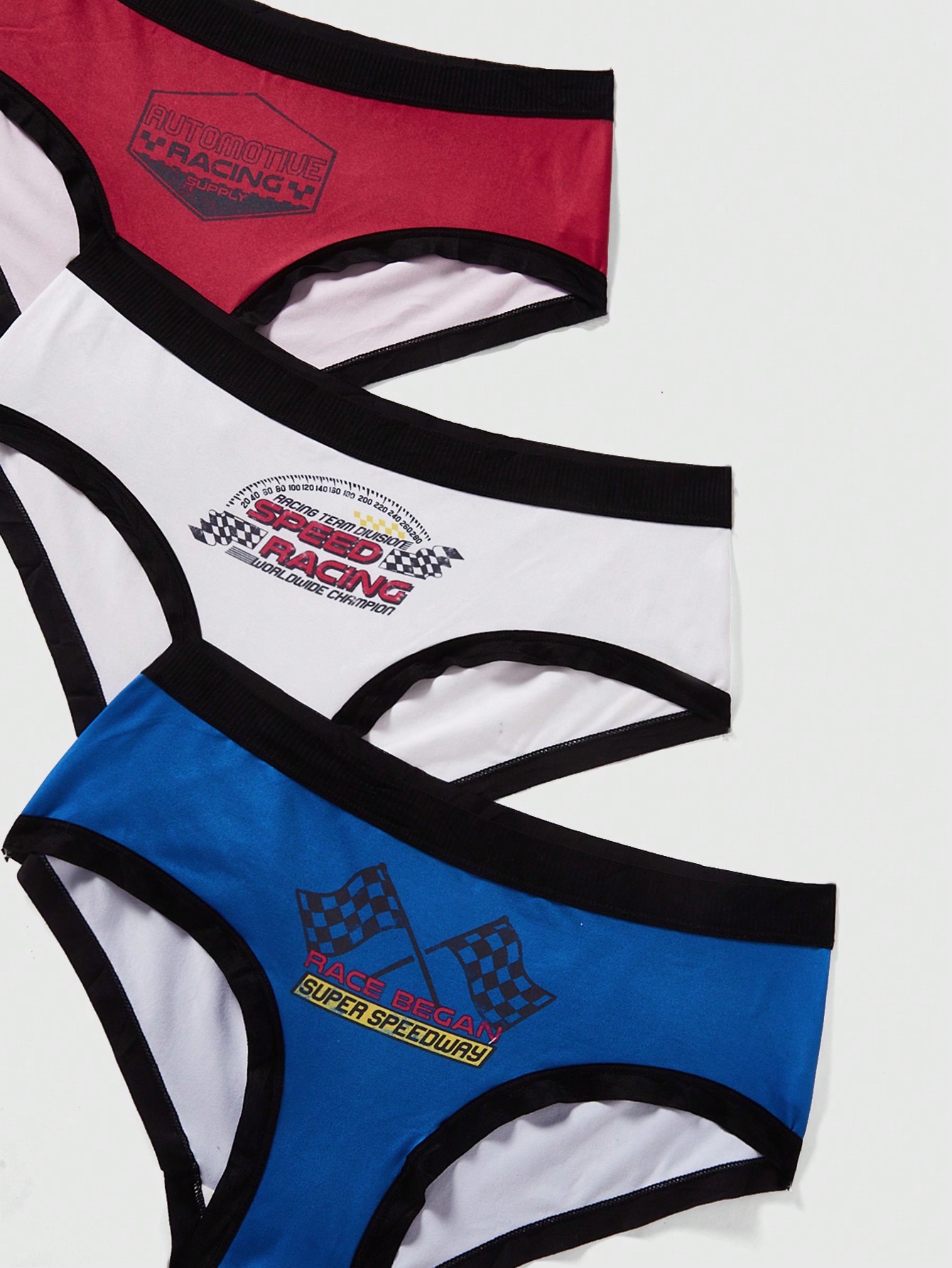Women's 3pcs Color Block Edge Stitching Auto Print Triangular Underwear Set