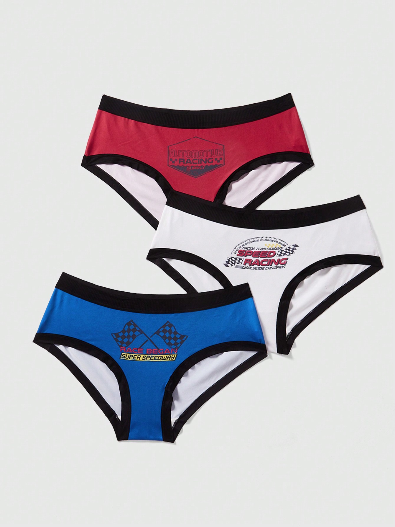 Women's 3pcs Color Block Edge Stitching Auto Print Triangular Underwear Set