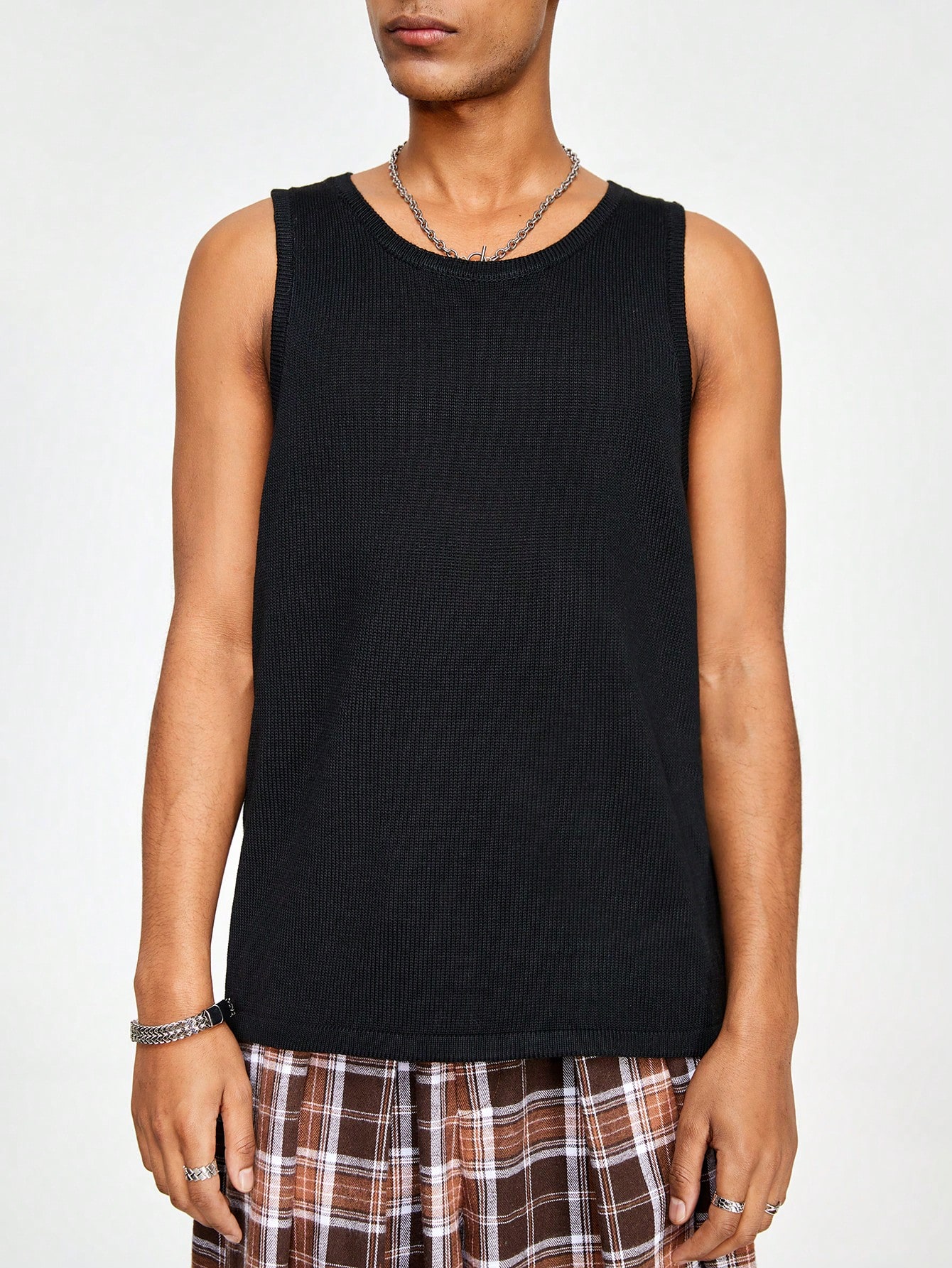 Street Life Men'S Solid Color Round Neck Vest