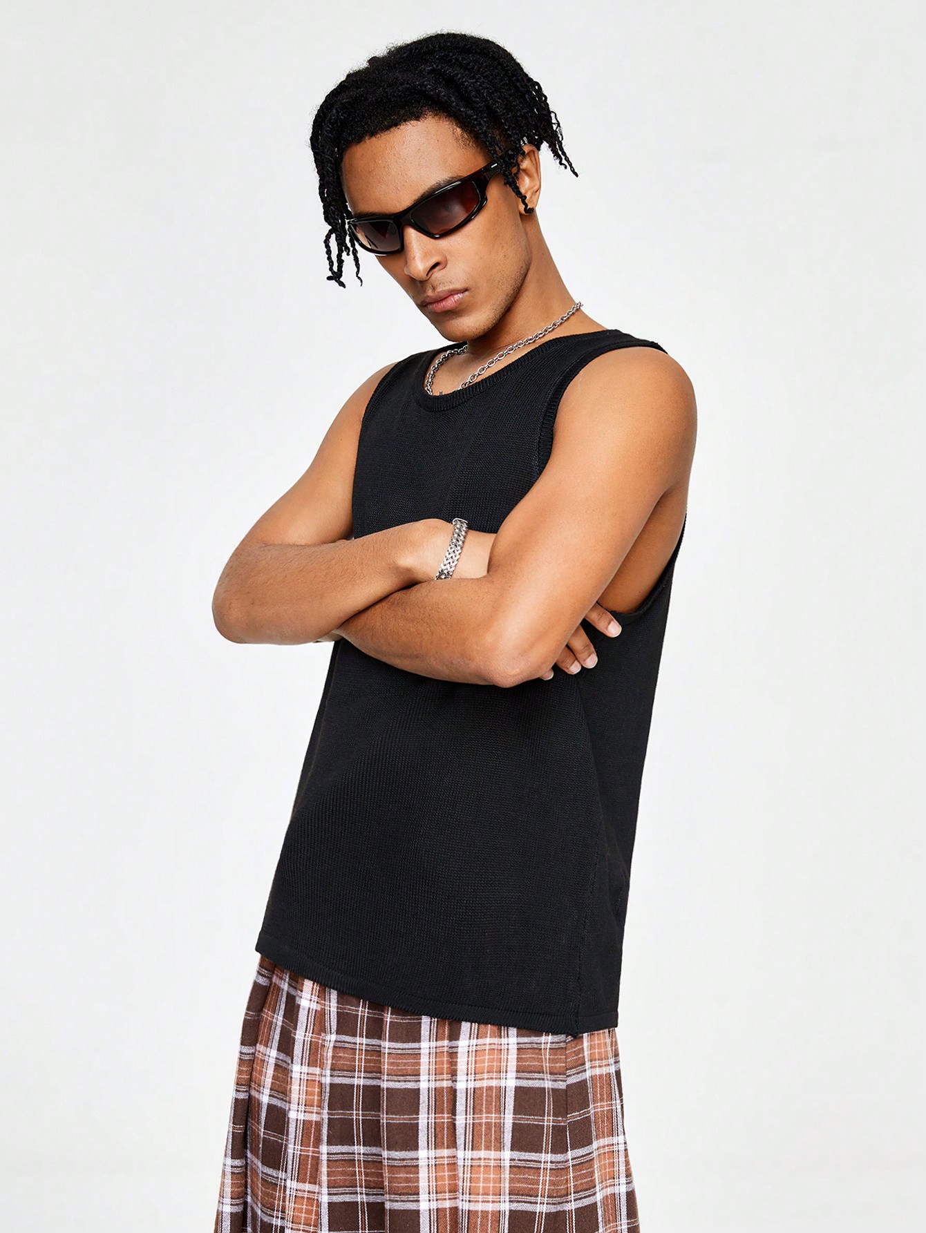 Street Life Men'S Solid Color Round Neck Vest