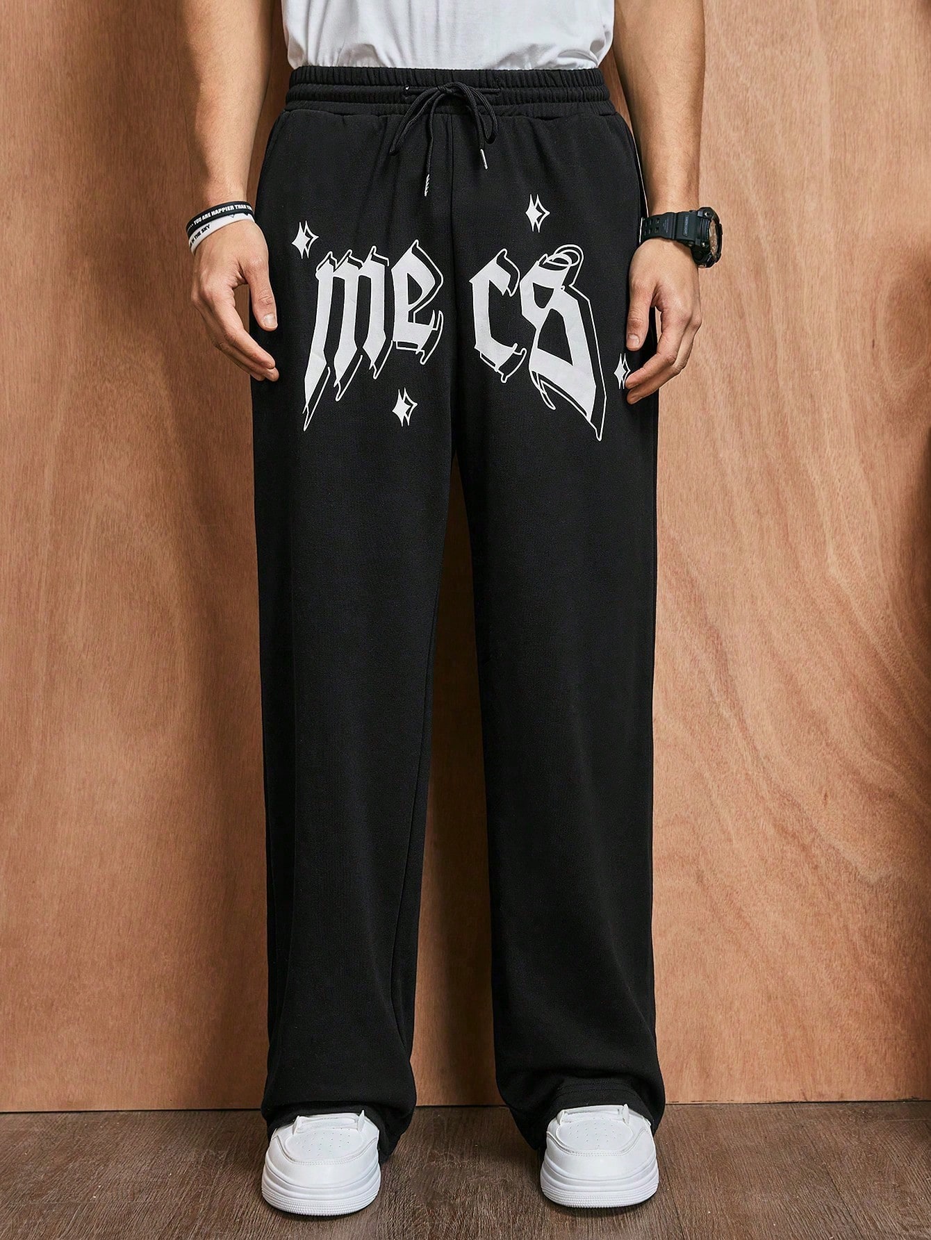Street Life Men's Loose Fit Heart & Spider & Letter Printed Pants