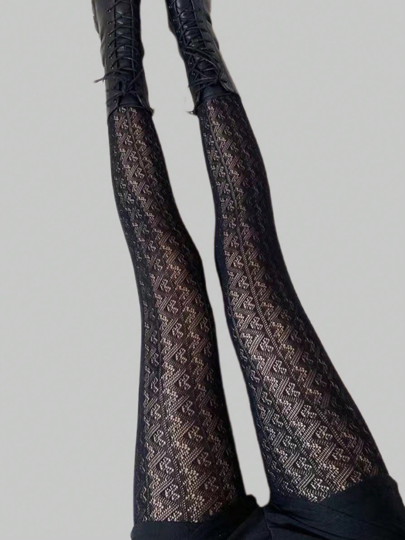 Goth 1pair Women's Black Hollow Out Fishnet Stockings, All Seasons