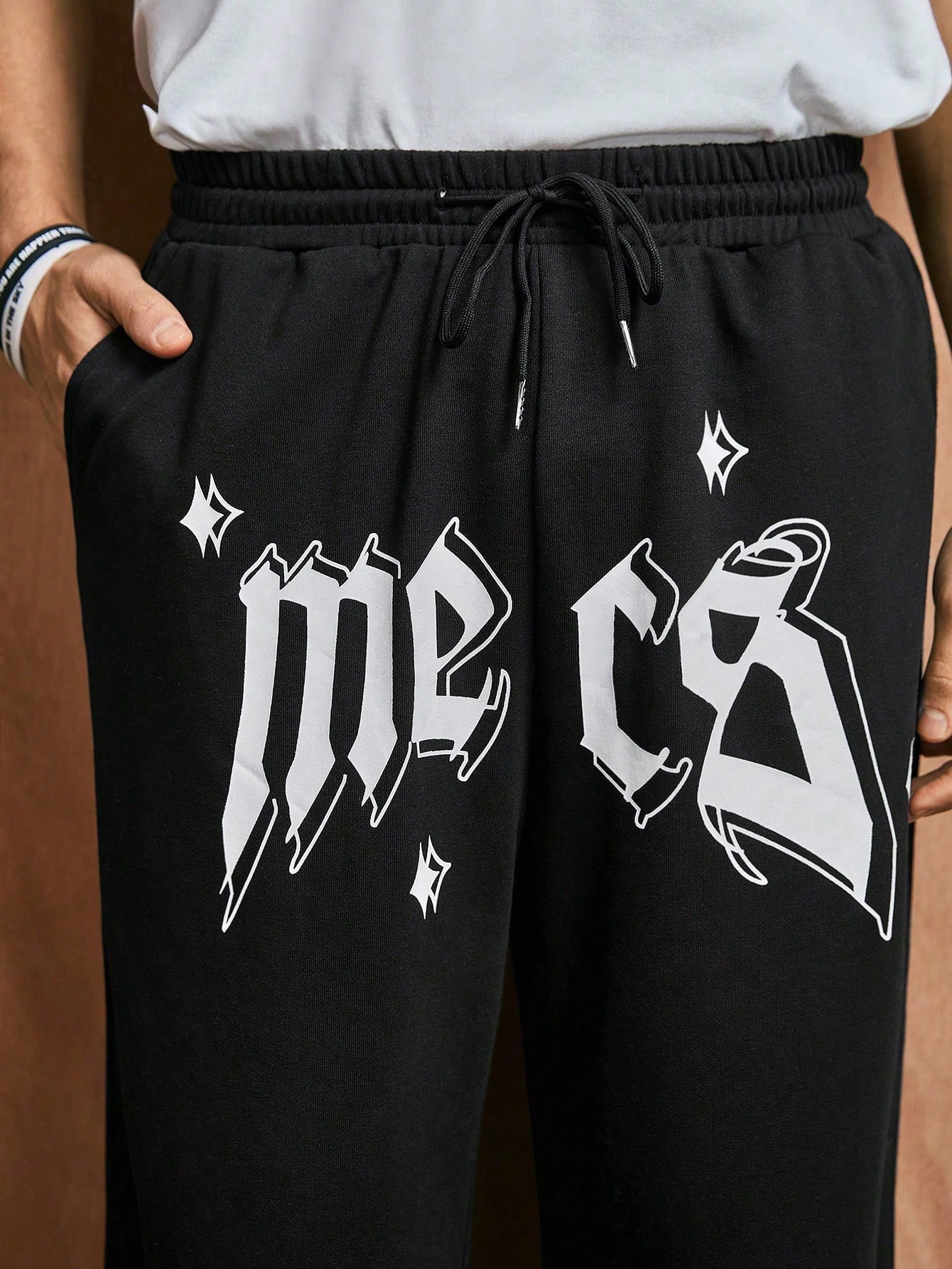 Street Life Men's Loose Fit Heart & Spider & Letter Printed Pants