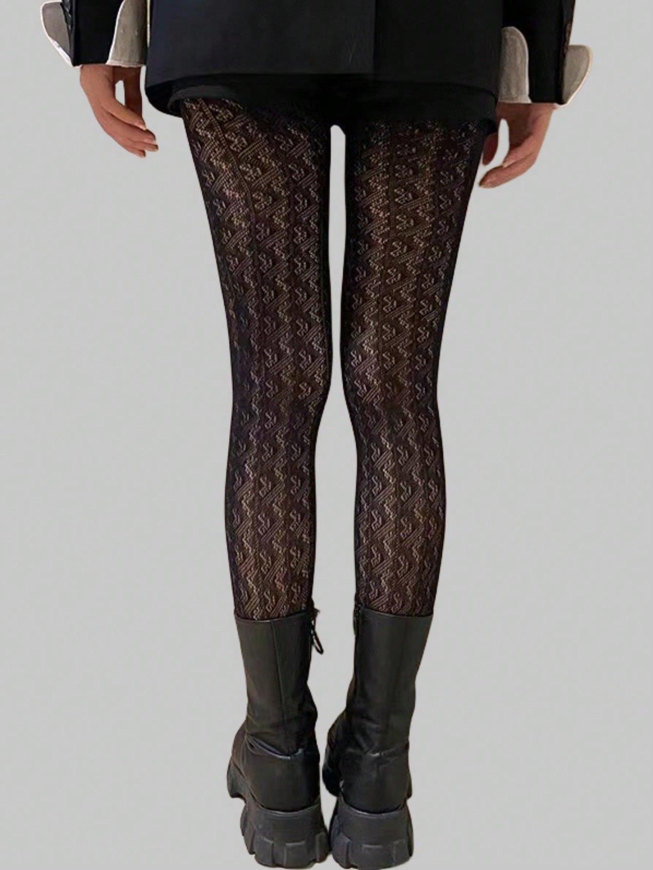 Goth 1pair Women's Black Hollow Out Fishnet Stockings, All Seasons