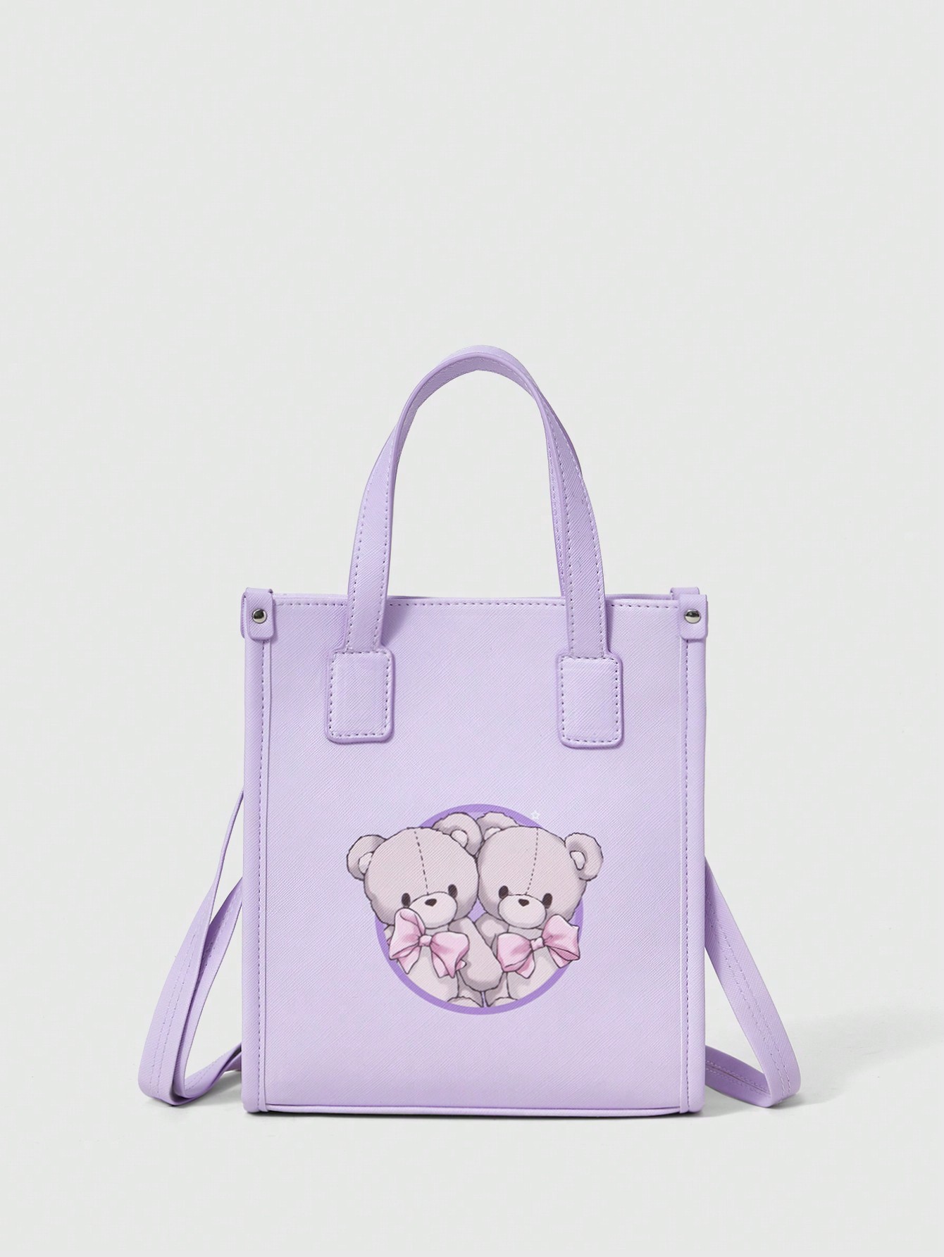Kawaii Simple And Elegant Purple Teddy Bear Ladies' Handbag, Daily Use