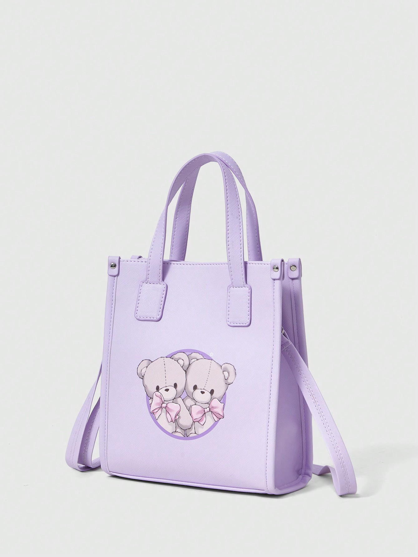 Kawaii Simple And Elegant Purple Teddy Bear Ladies' Handbag, Daily Use