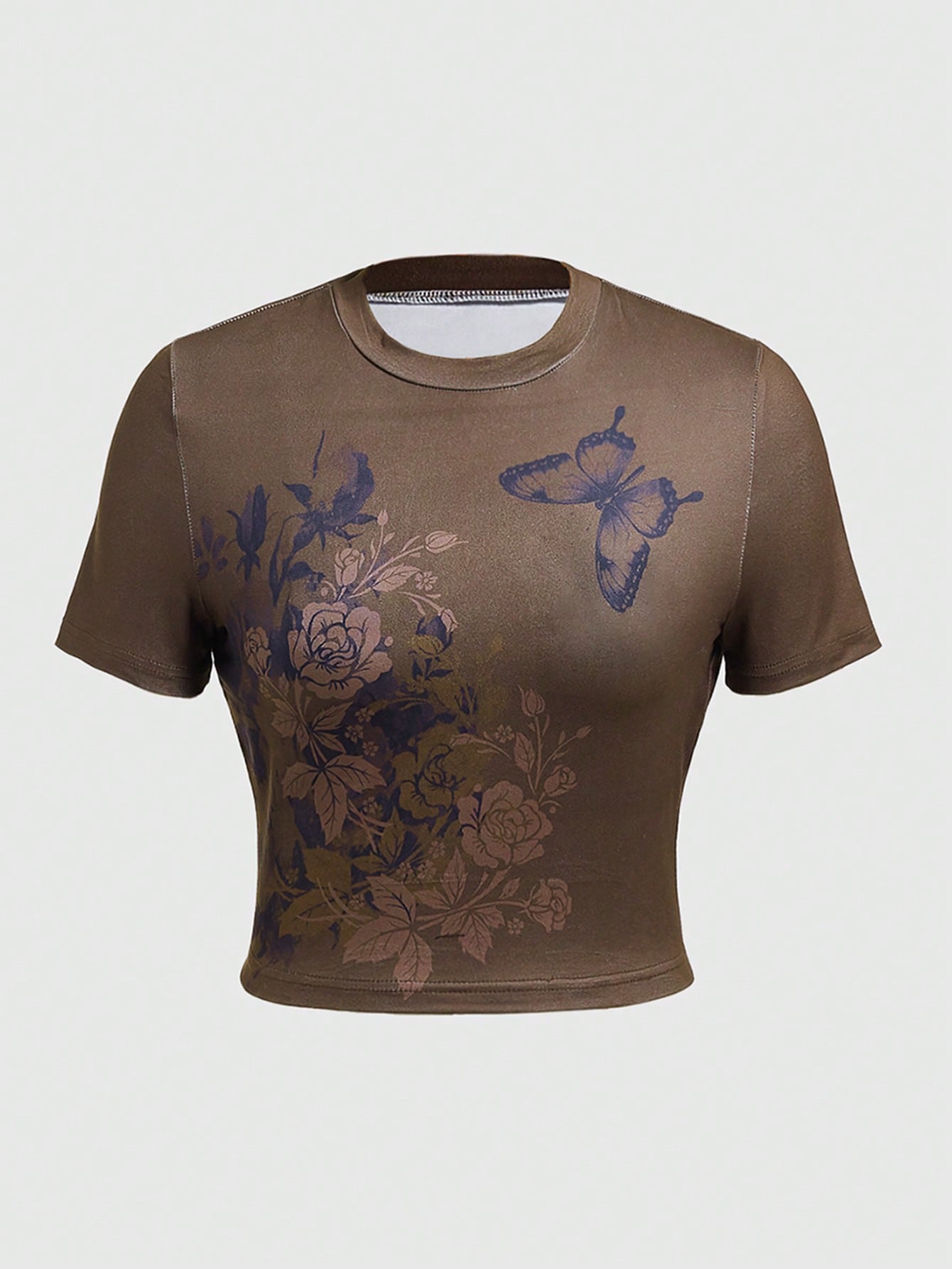 Fairycore Floral Digital Printed Short Sleeve T-Shirt