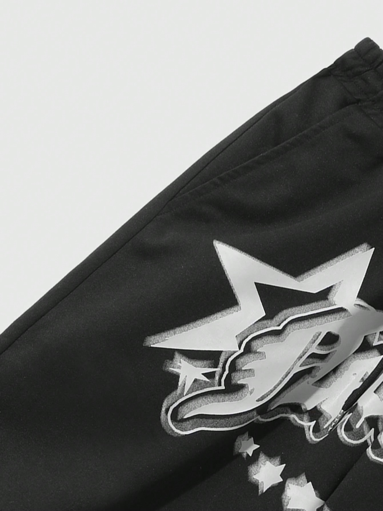 Street Life Men's Star & Letter Print Drawstring Waist Shorts For Summer, School