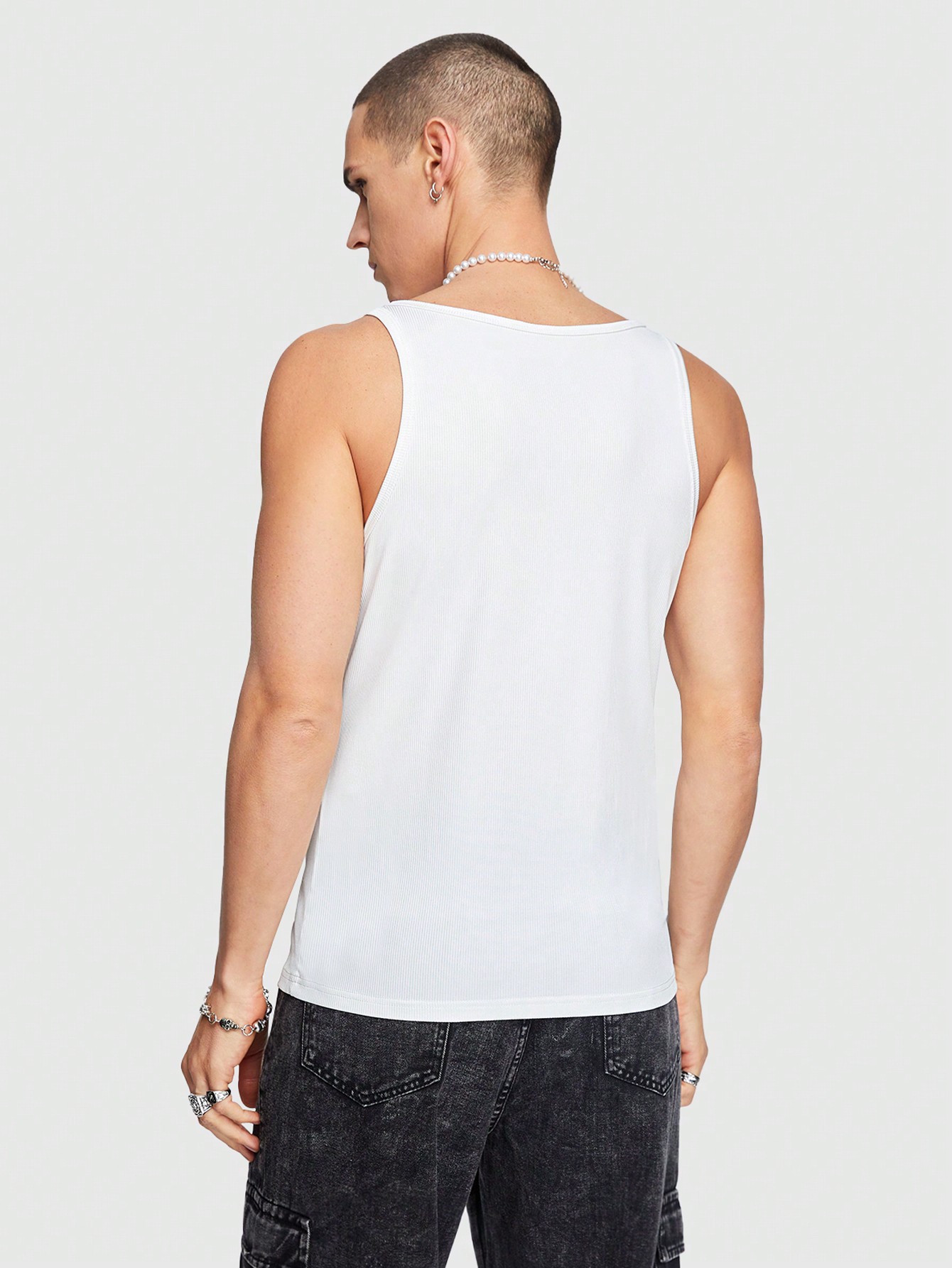 ROMWE Avant Men's Printed Solid Color Sleeveless Tank Top For Day-To-Day Wear In Spring And Summer