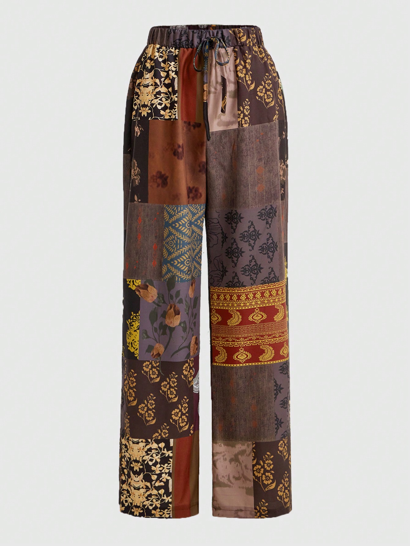 Hippie Patchwork Print Knot Waist Pants
