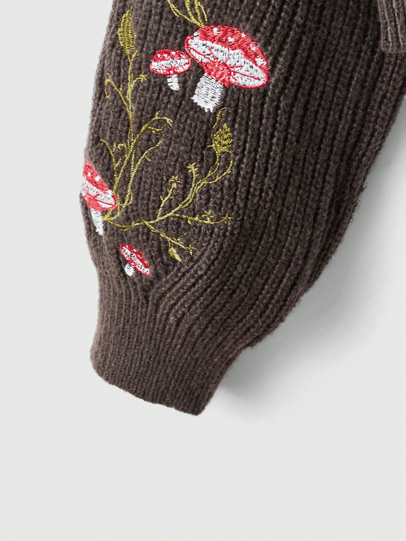 Fairycore Mushroom Pattern Turtleneck Drop Shoulder Sweater