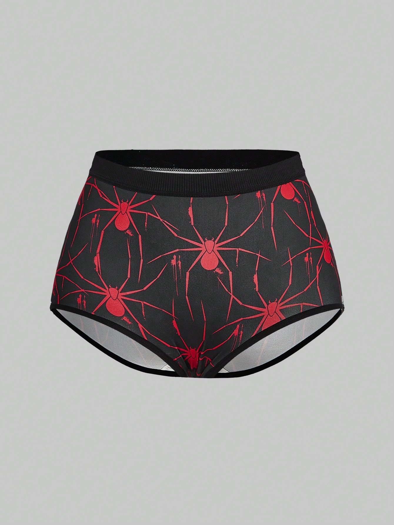 Goth 3pcs Spider Printed Triangle Briefs Set