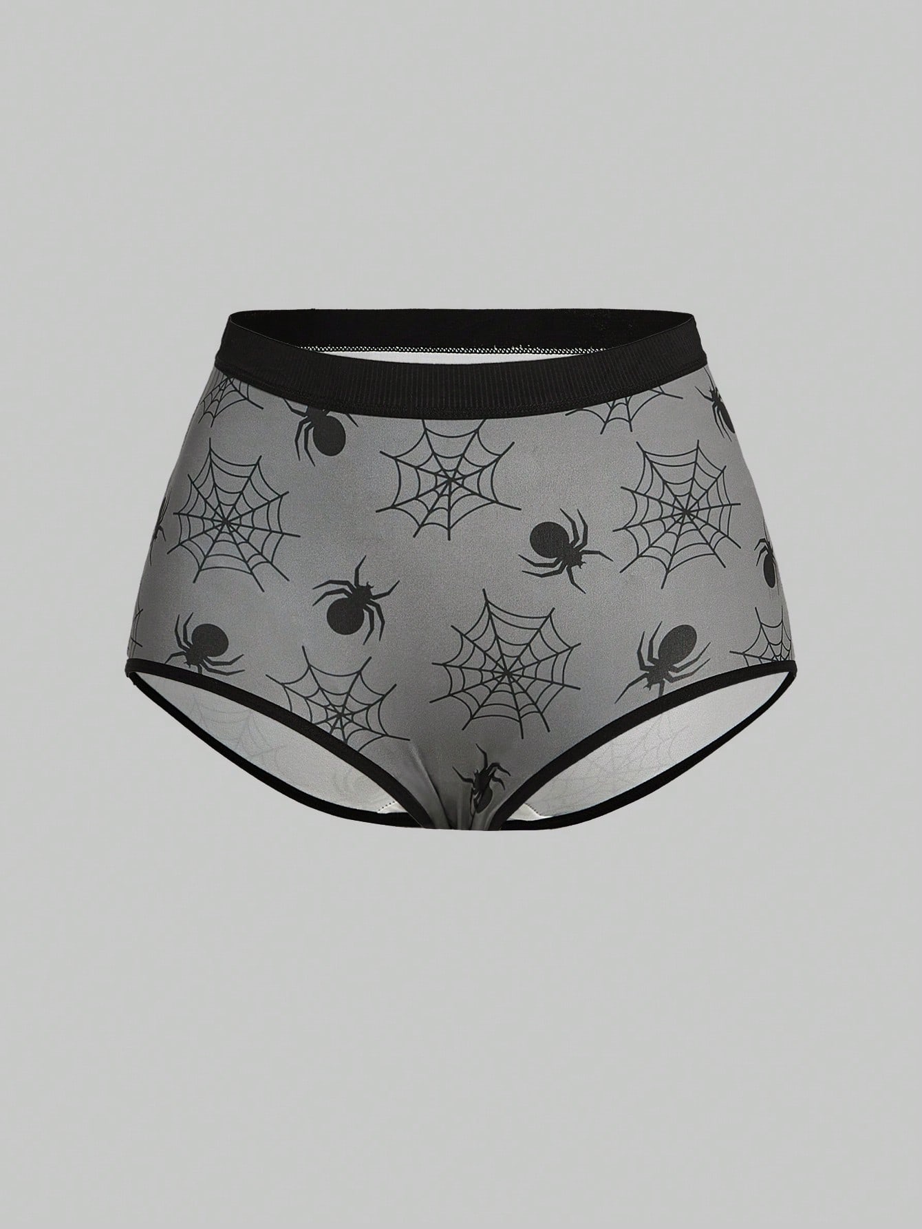 Goth 3pcs Spider Printed Triangle Briefs Set