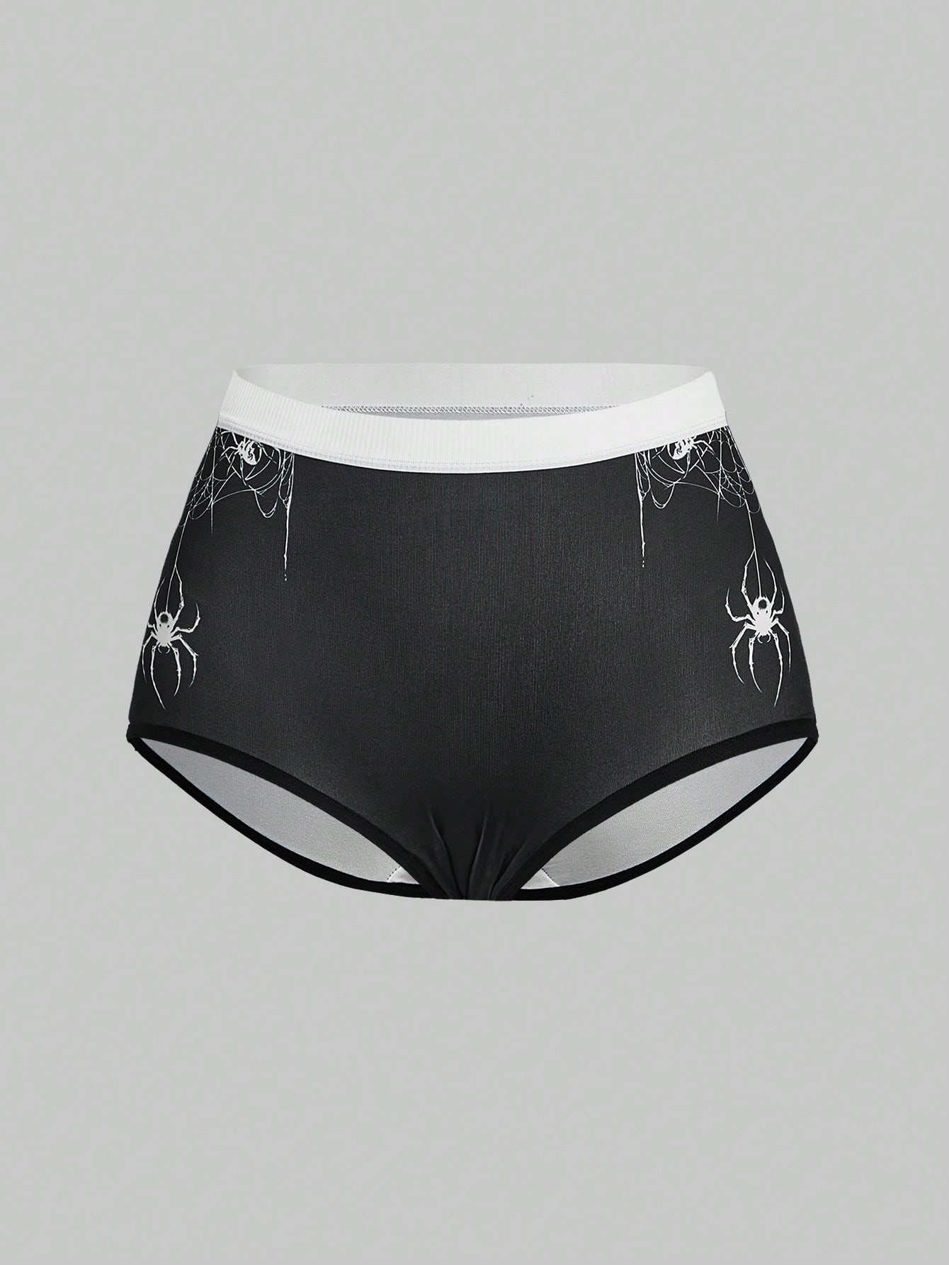 Goth 3pcs Spider Printed Triangle Briefs Set