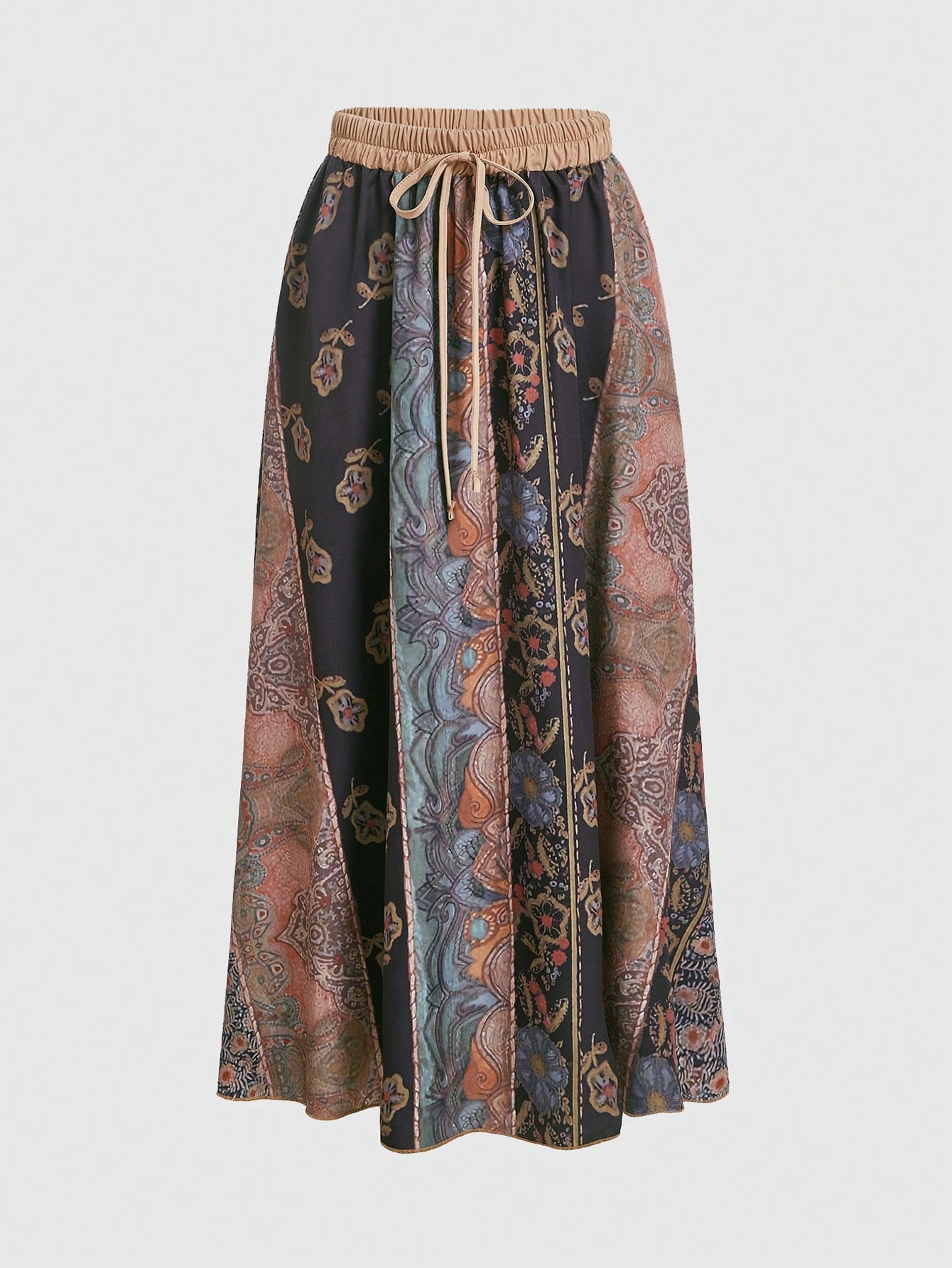 Goth Floral Print Knot Skirt