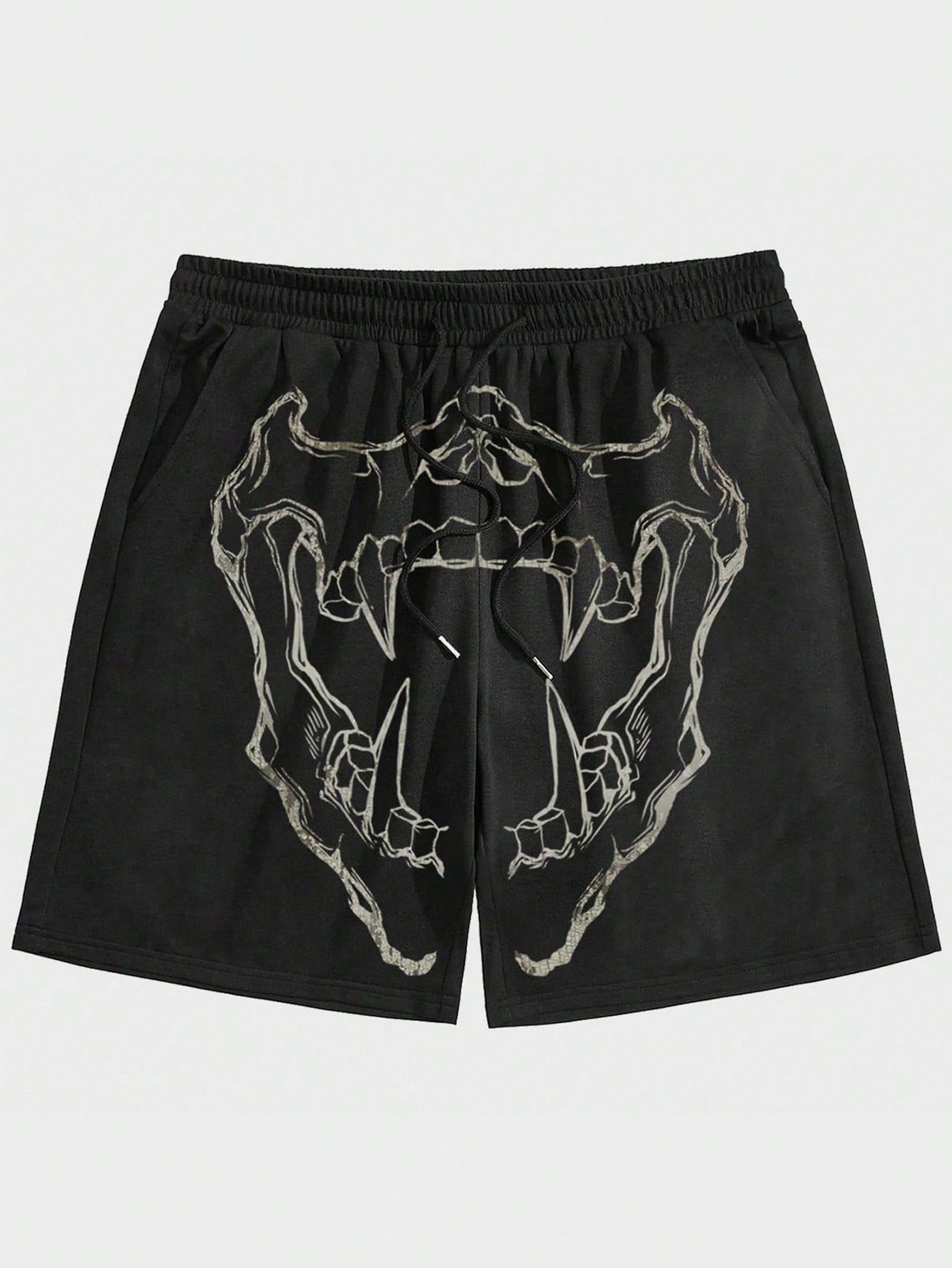 Goth Men Mouth Print Drawstring Waist Shorts, School
