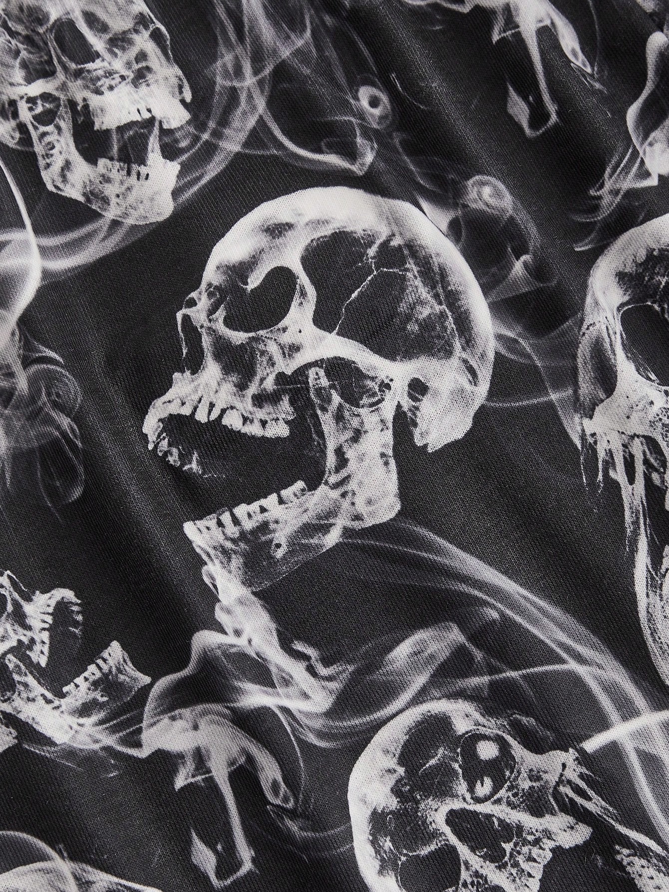 Grunge Punk Punk Style Smoke Skull Print Letter Tape Design Tank Top And Shorts Slim Fit Casual Pajama Set, School