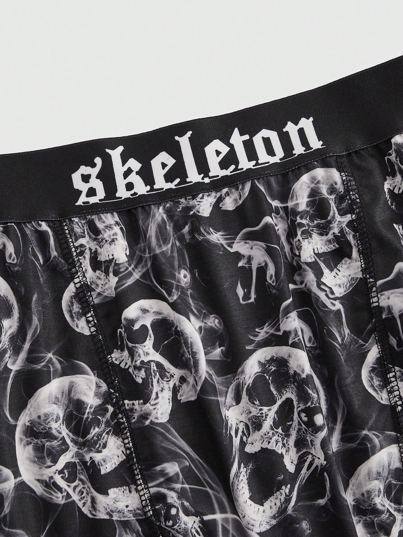 Grunge Punk Punk Style Smoke Skull Print Letter Tape Design Tank Top And Shorts Slim Fit Casual Pajama Set, School
