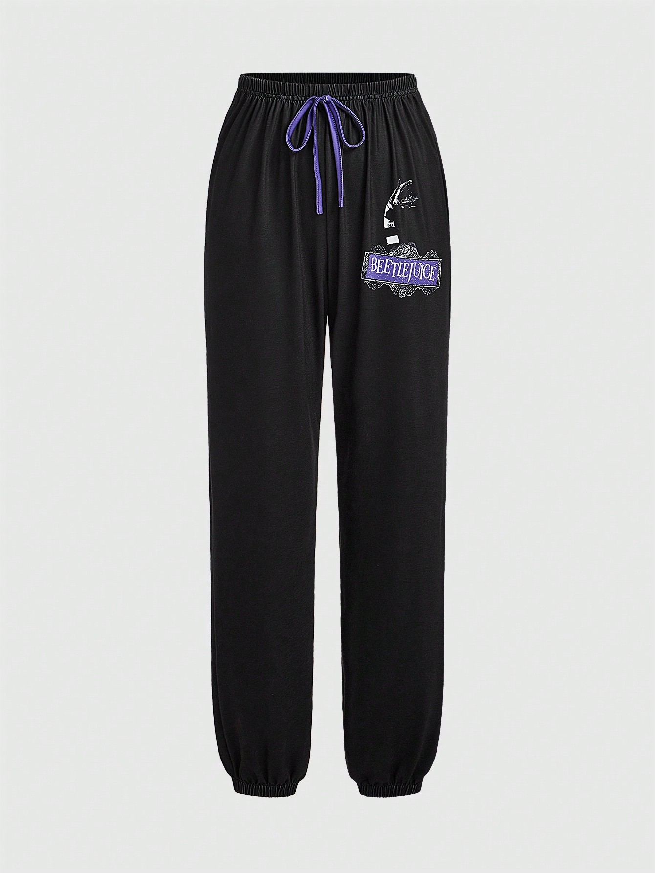 Beetlejuice | ROMWE Dark Gothic Horror Movie Patterned Cami Top & Pants Pajama Set, School