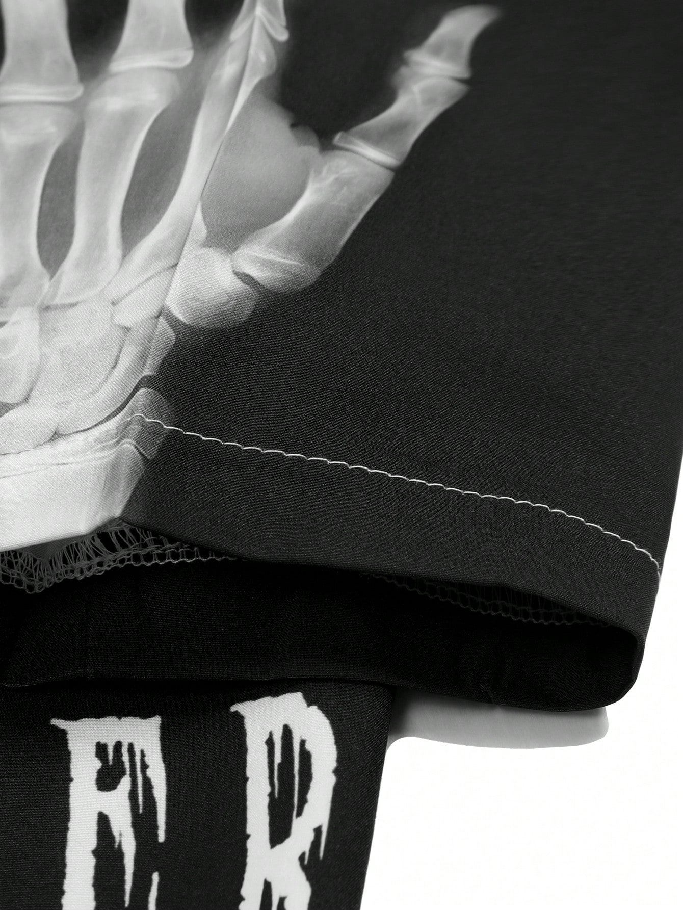 Goth Men Fashionable X-Ray Skull Print And Lettering Short-Sleeved Shirt