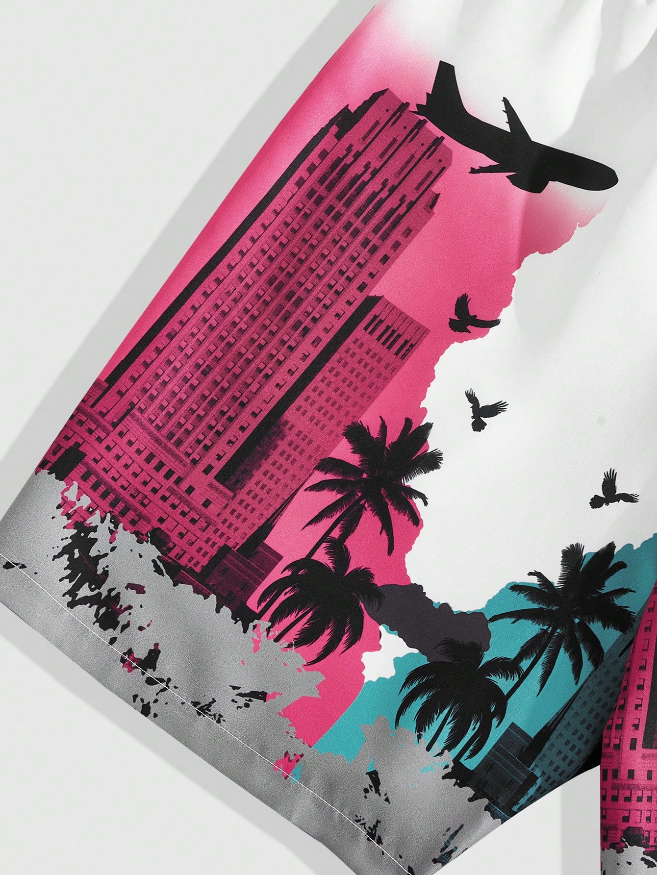 Street Life Men Vacation Printed Shorts, Suitable For Daily Wear In Spring And Summer
