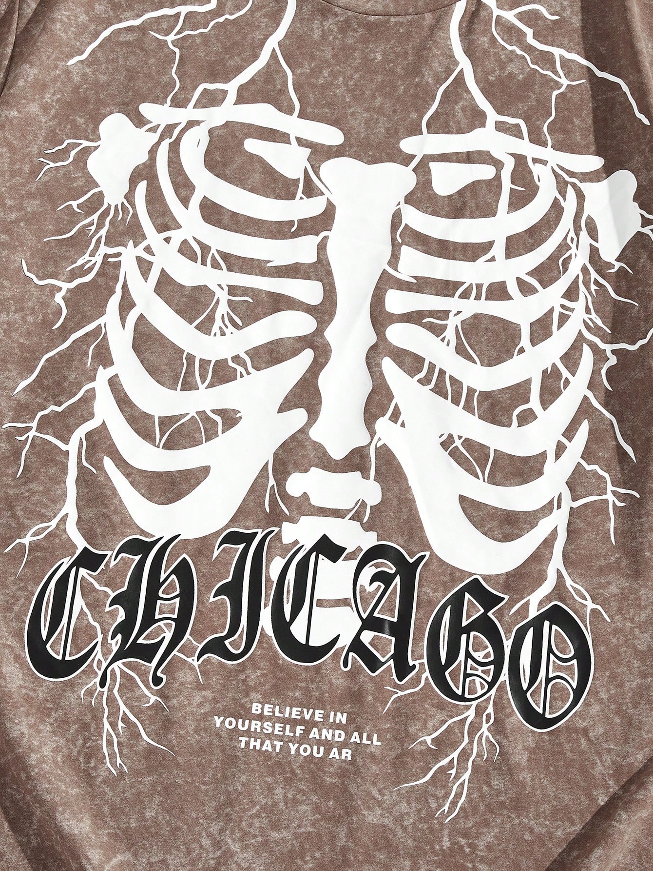 Grunge Punk Men Casual And Fashionable Short-Sleeved T-Shirt With Skull And Letter Print And Round Neck For Summer