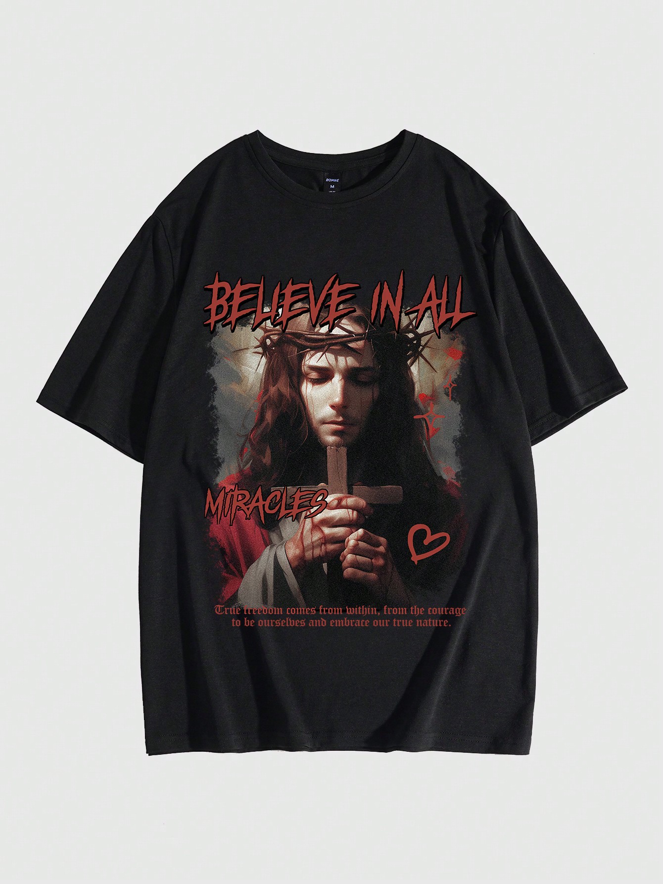 Street Life Men Jesus Printed Short Sleeve T-Shirt, Street Style Vintage