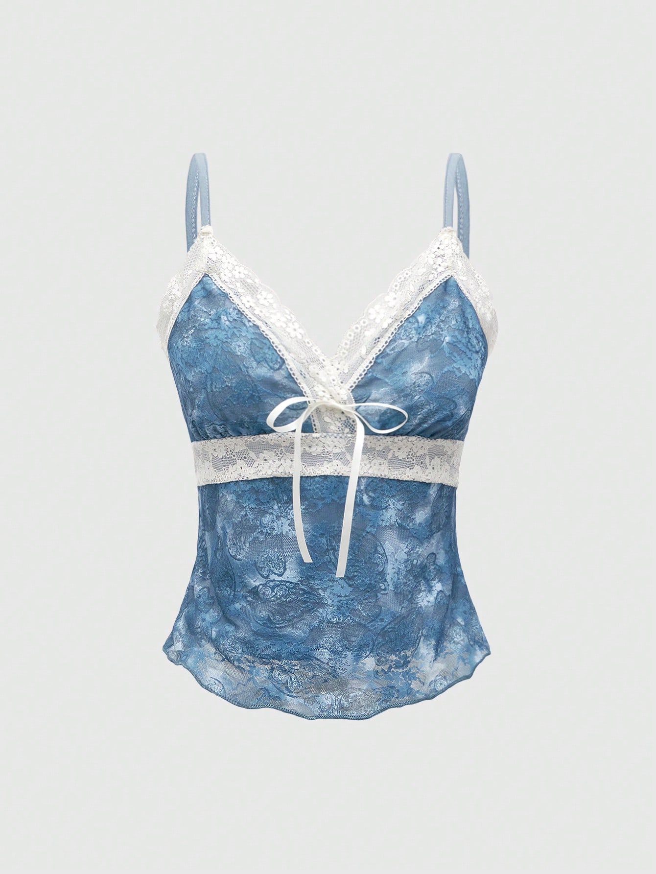Fairycore Women's Paisley Pattern Colorblock Lace Fabric Camisole Top, Summer
