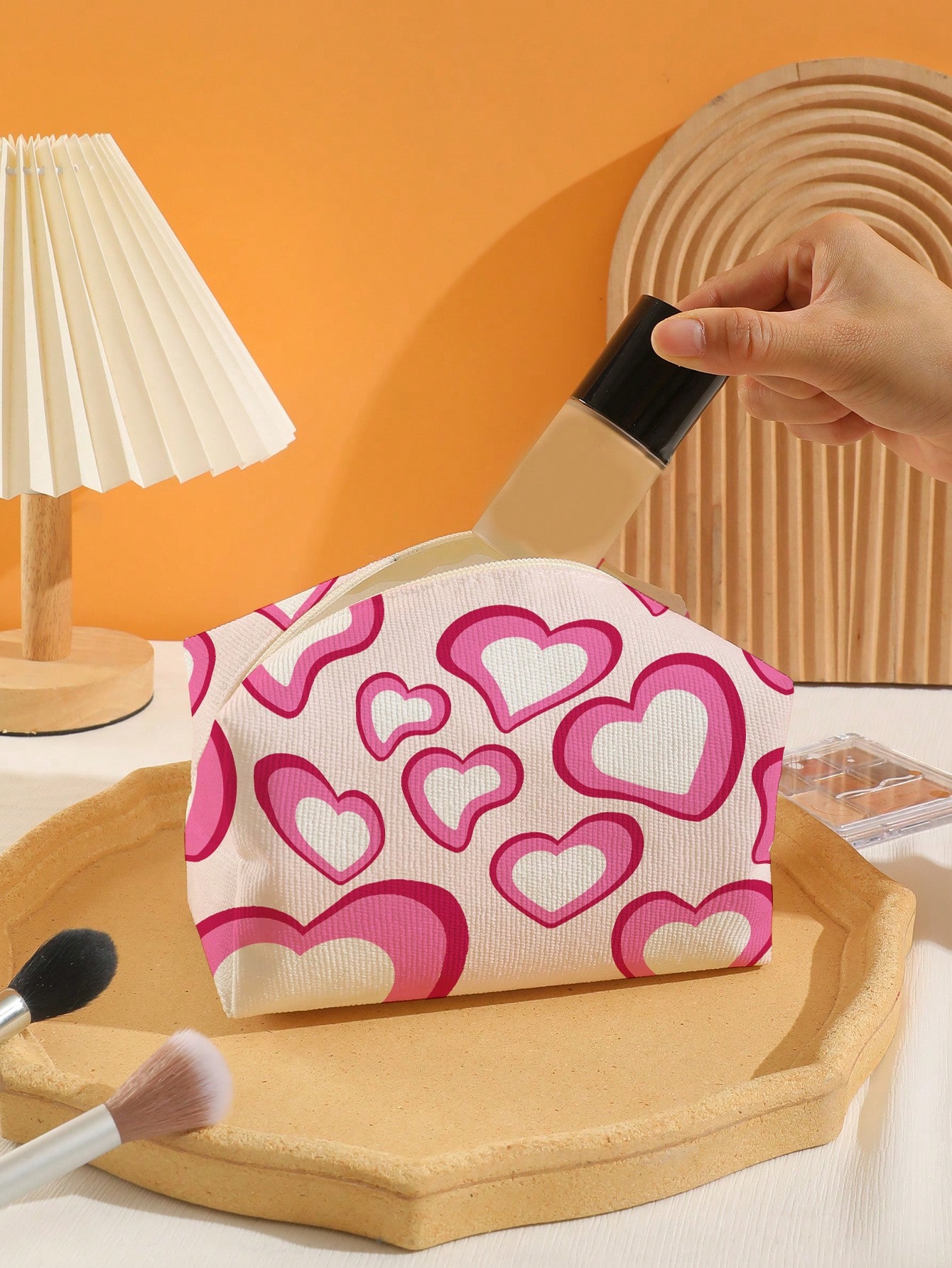 Kawaii Creative Heart Shaped Octagonal Velvet Makeup Bag