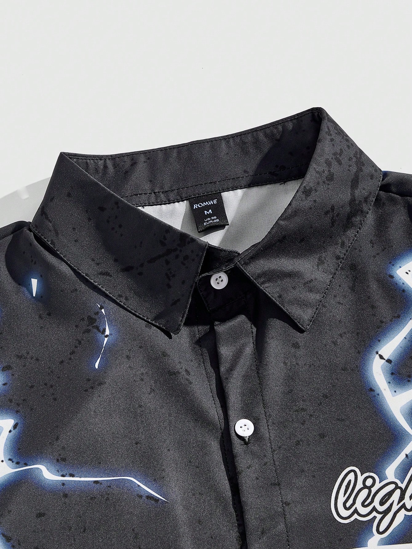 Street Life Men's Summer Casual Short Sleeve Shirt With Letter And Lightning Print