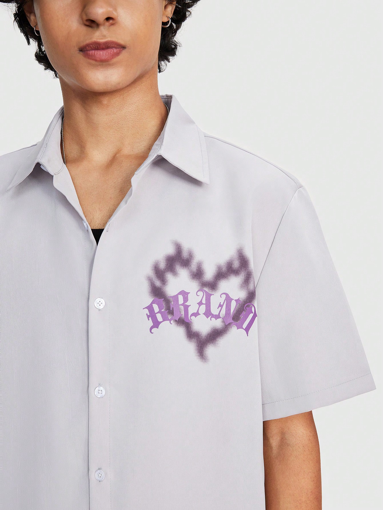 Street Life Men Casual Short Sleeve Shirt With Heart And Letter Print For Summer