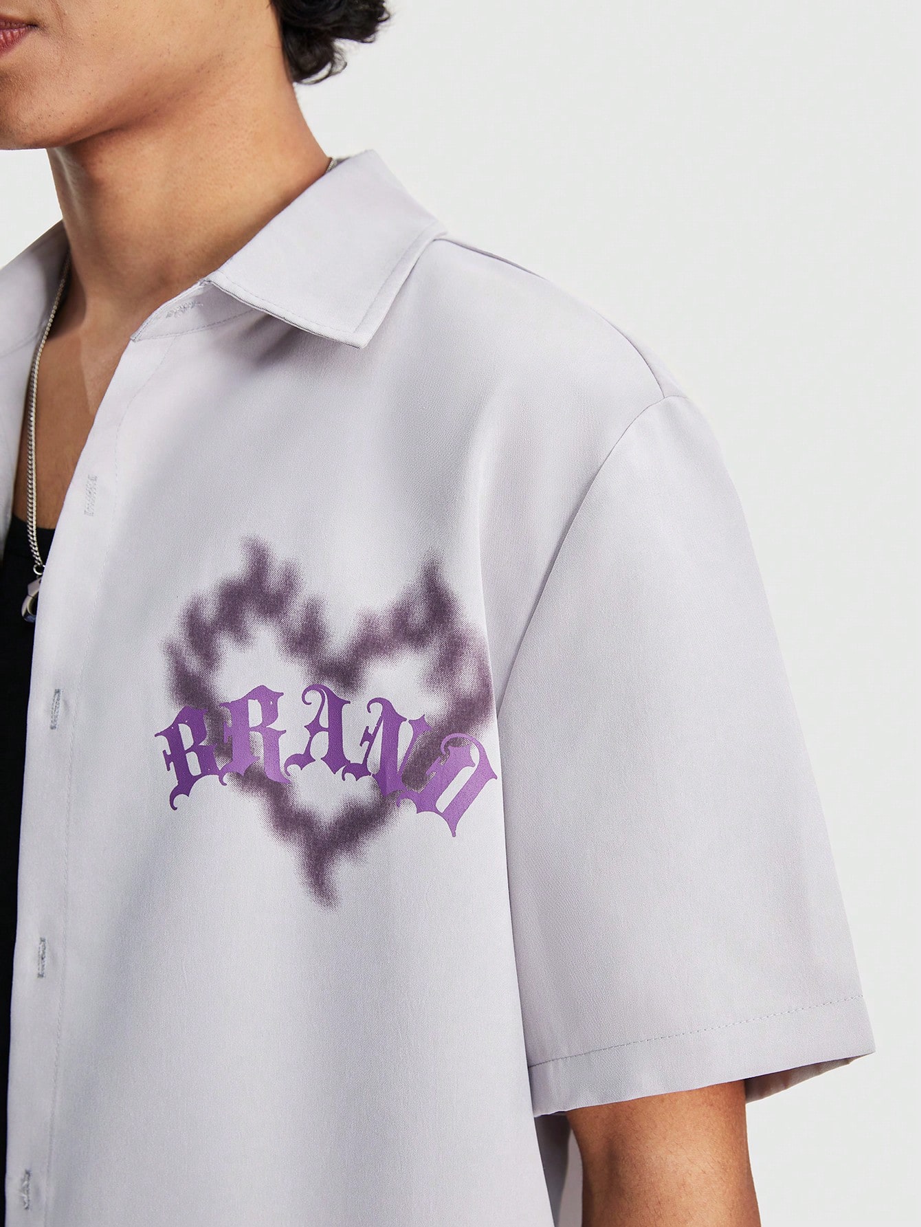 Street Life Men Casual Short Sleeve Shirt With Heart And Letter Print For Summer