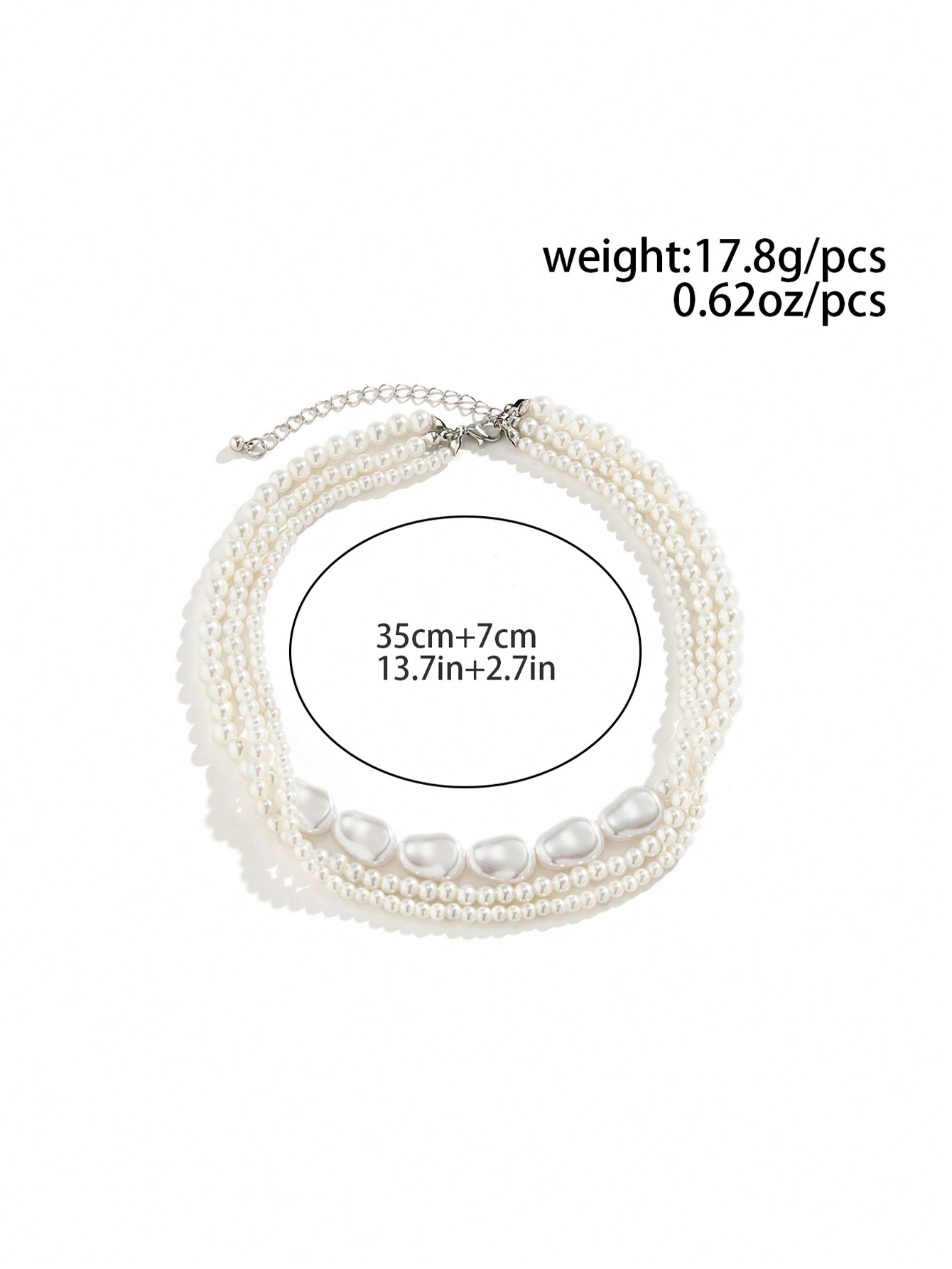 Fairycore 1pc Fashionable Minimalist Multi-Layer Asymmetrical Pearl Chain Necklace