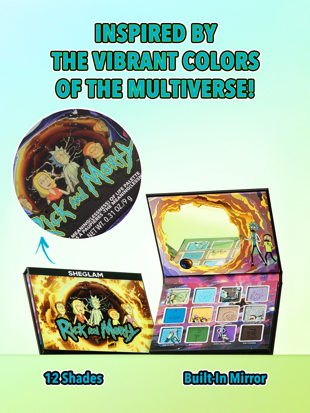 Rick and Morty X SHEGLAM The Meaning(Lessness) Of Life Palette Valentine Day Decor Love Gift Winter Y2K Makeup Party Beach Travel Holiday Deals Camping Outdoors Present Rose Fashion Girl New Year Cosmetic Cosplay Best Trip Festivals Color Fancy Campus School Charm Vibe