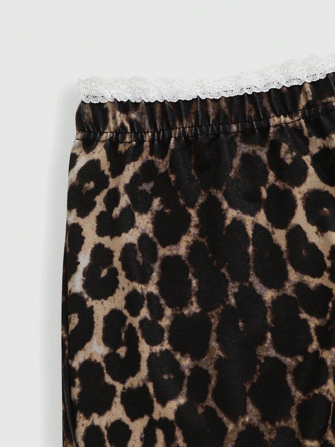 Fairycore Sexy Leopard Print Contrast Lace Tight Elastic Shorts